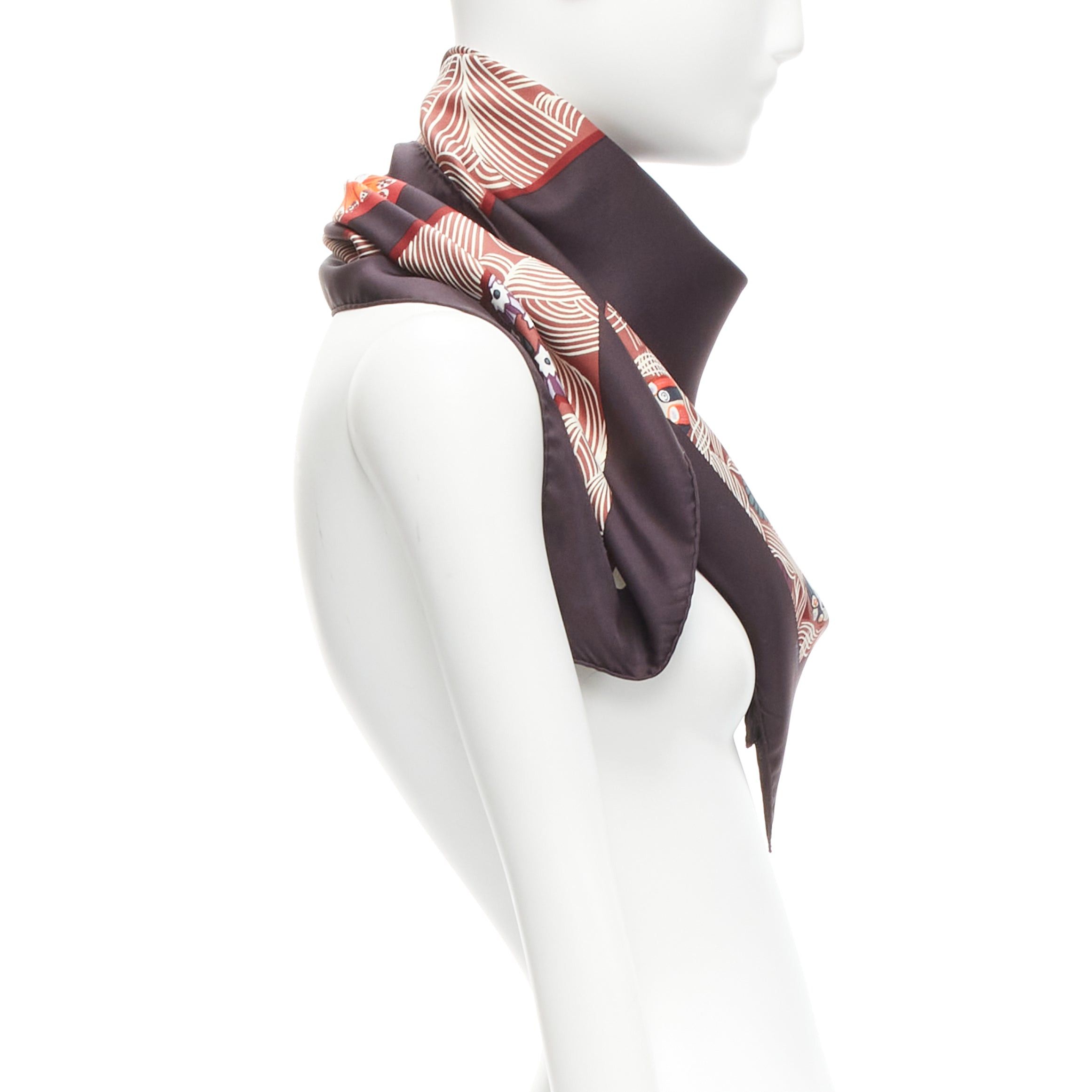 Hermes HERMES 100% silk Sulfures Press Papier dark floral print scarf Size ONE SIZE - 4 Thumbnail