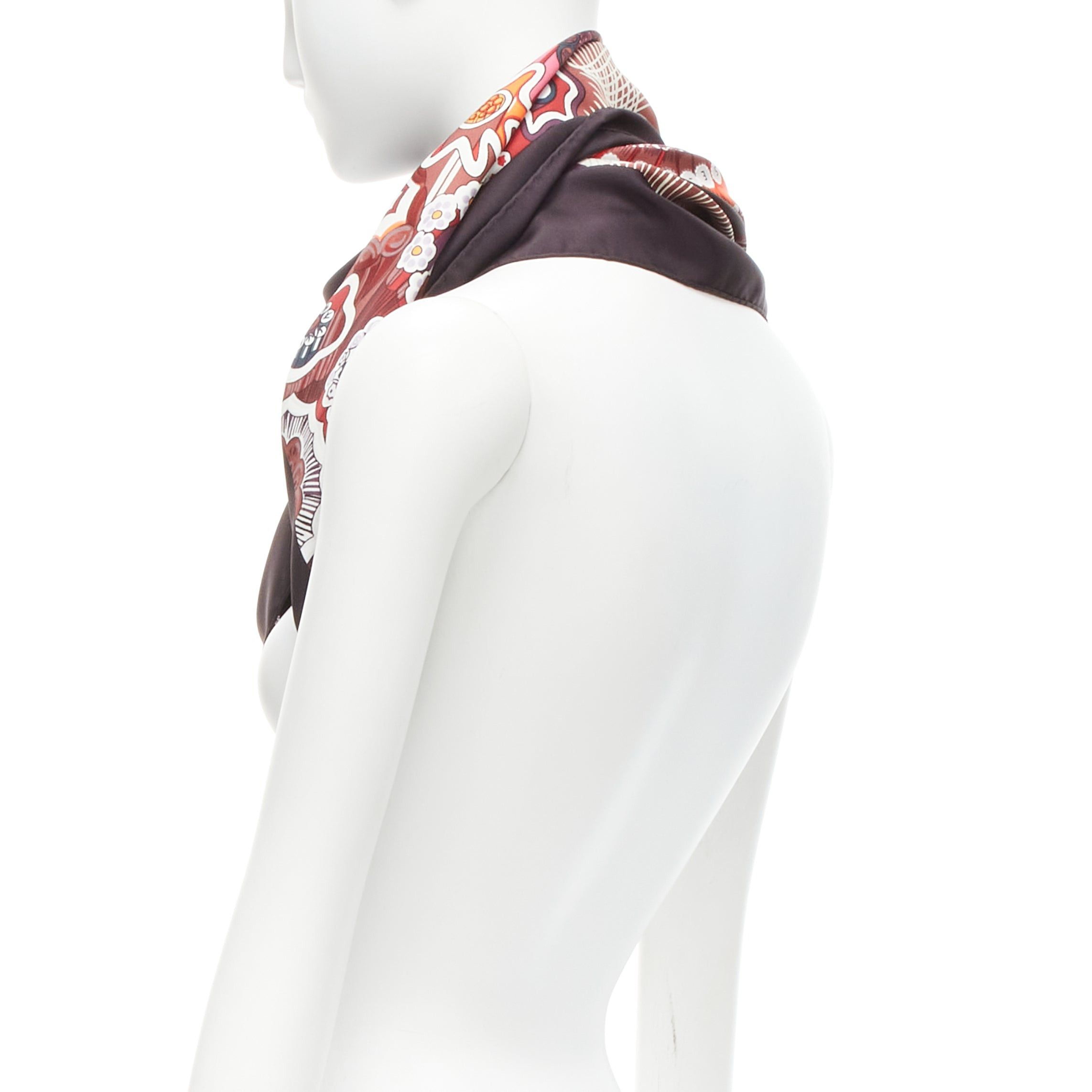 Hermes HERMES 100% silk Sulfures Press Papier dark floral print scarf Size ONE SIZE - 6 Thumbnail
