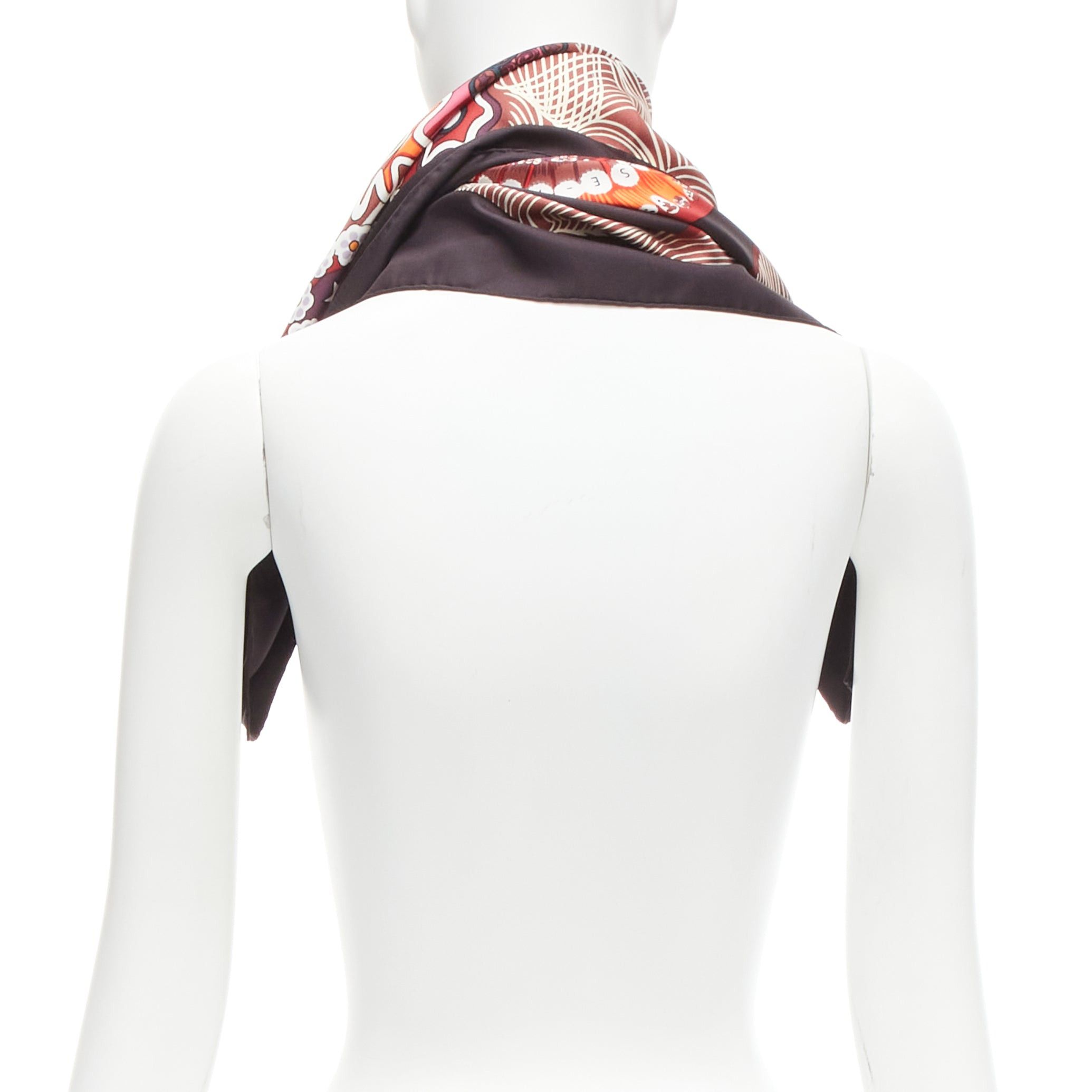 Hermes HERMES 100% silk Sulfures Press Papier dark floral print scarf Size ONE SIZE - 5 Thumbnail