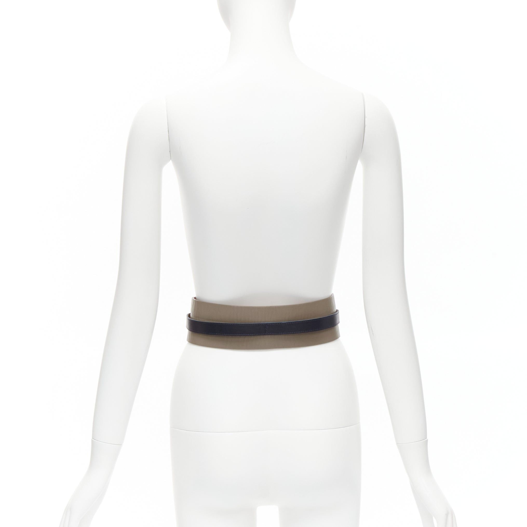 Other MAISON BOINET brown navy double cowhide leather gold buckle waist belt 70cm Size ONE SIZE - 5 Thumbnail