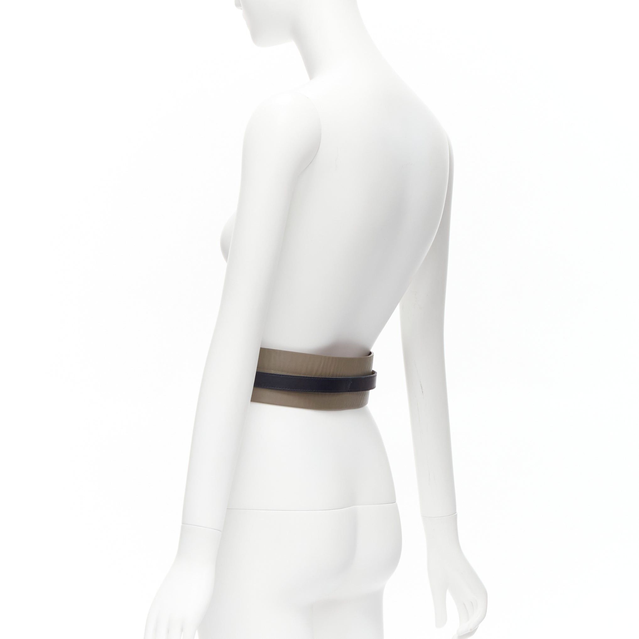 Other MAISON BOINET brown navy double cowhide leather gold buckle waist belt 70cm Size ONE SIZE - 6 Thumbnail