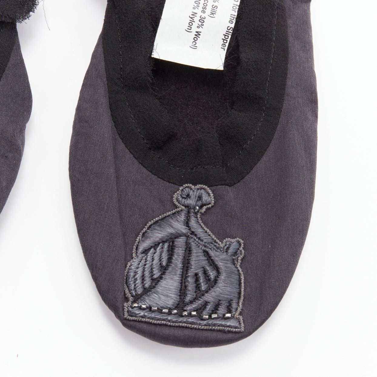 Lanvin LANVIN black 100% silk satin logo embroidery sleeping flats mask set EU37 Size ONE SIZE - 5 Thumbnail