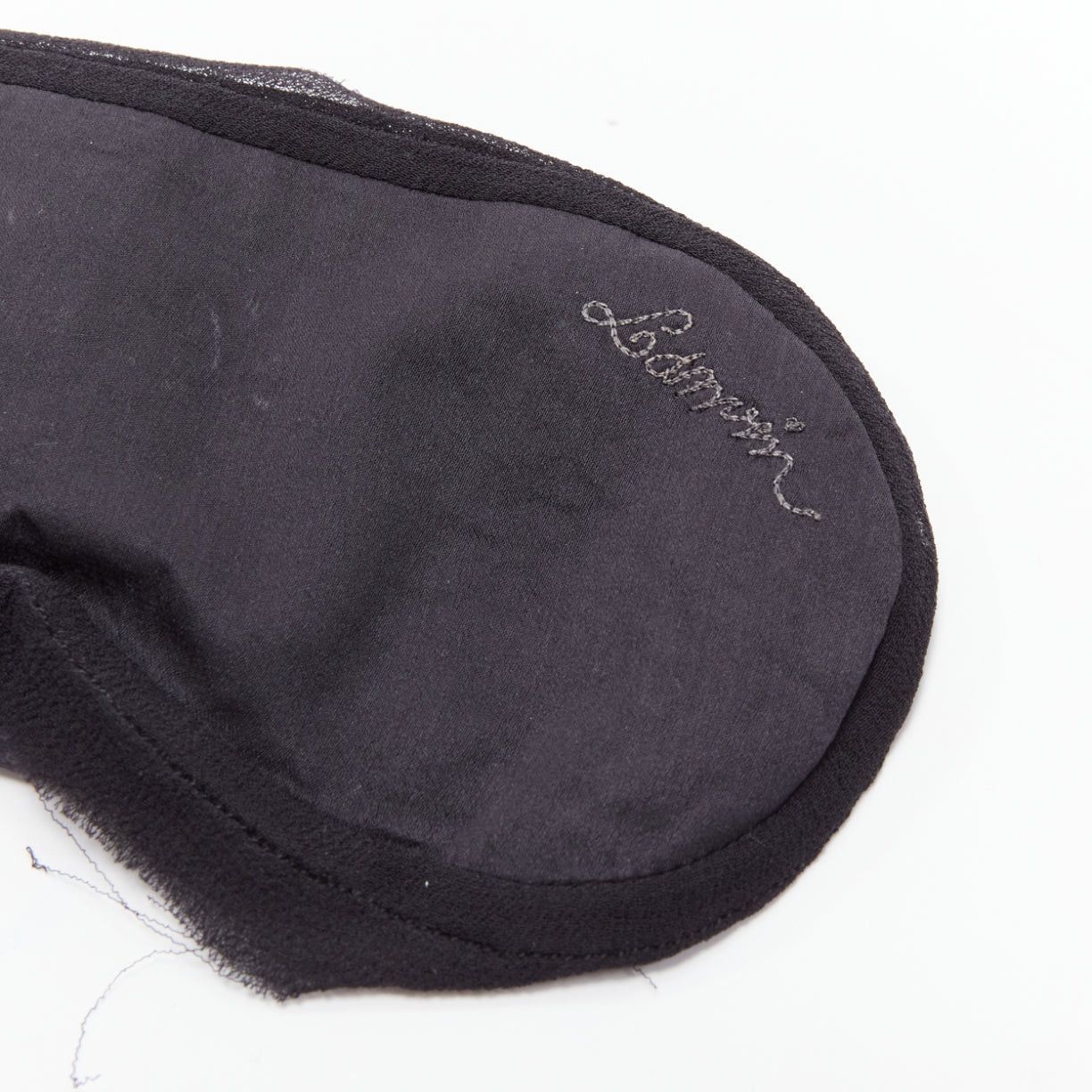 Lanvin LANVIN black 100% silk satin logo embroidery sleeping flats mask set EU37 Size ONE SIZE - 3 Thumbnail