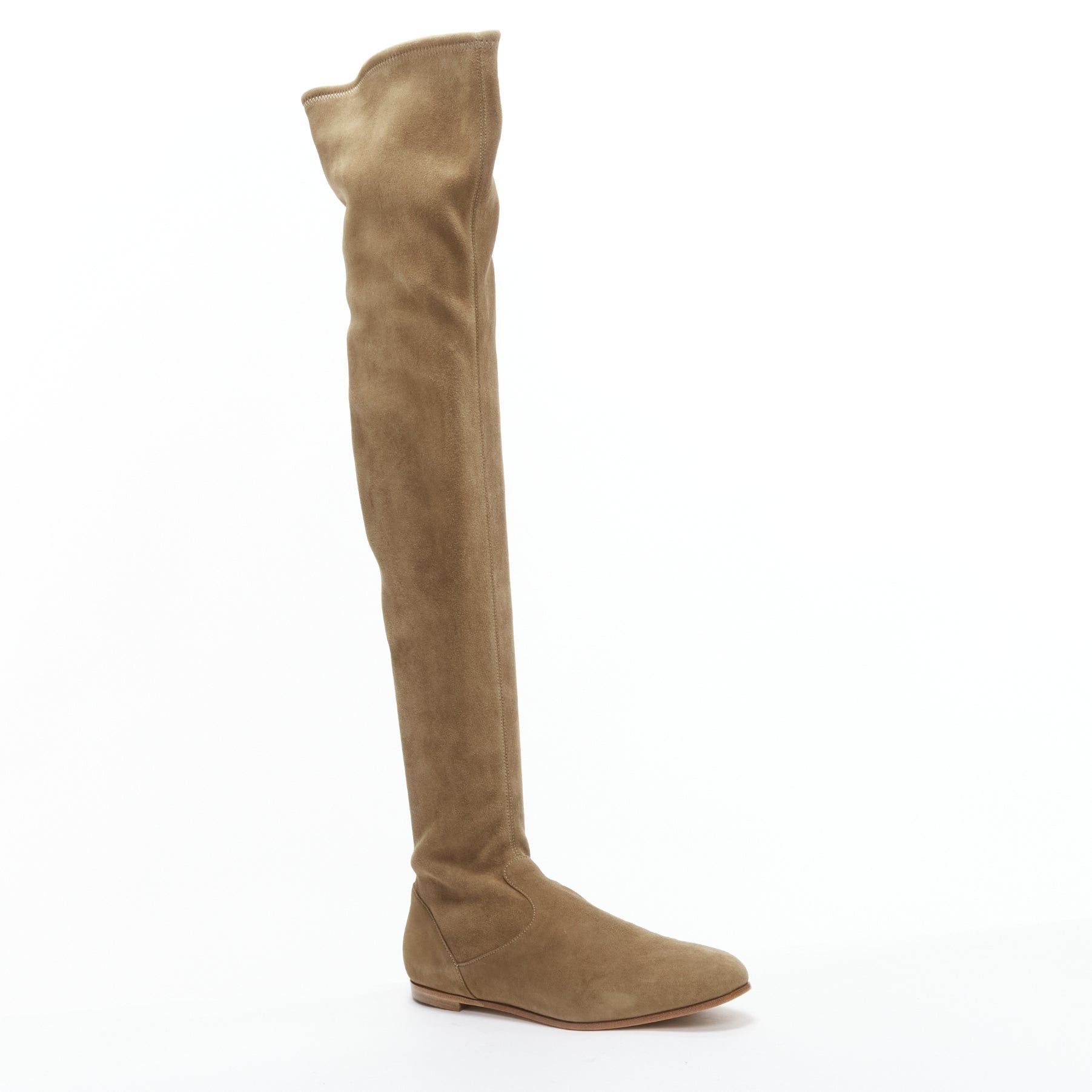 Gianvito Rossi GIANVITO ROSSI Camoscio brown suede flat thigh high boots EU37 Size US 7 / IT 37 - 2 Thumbnail