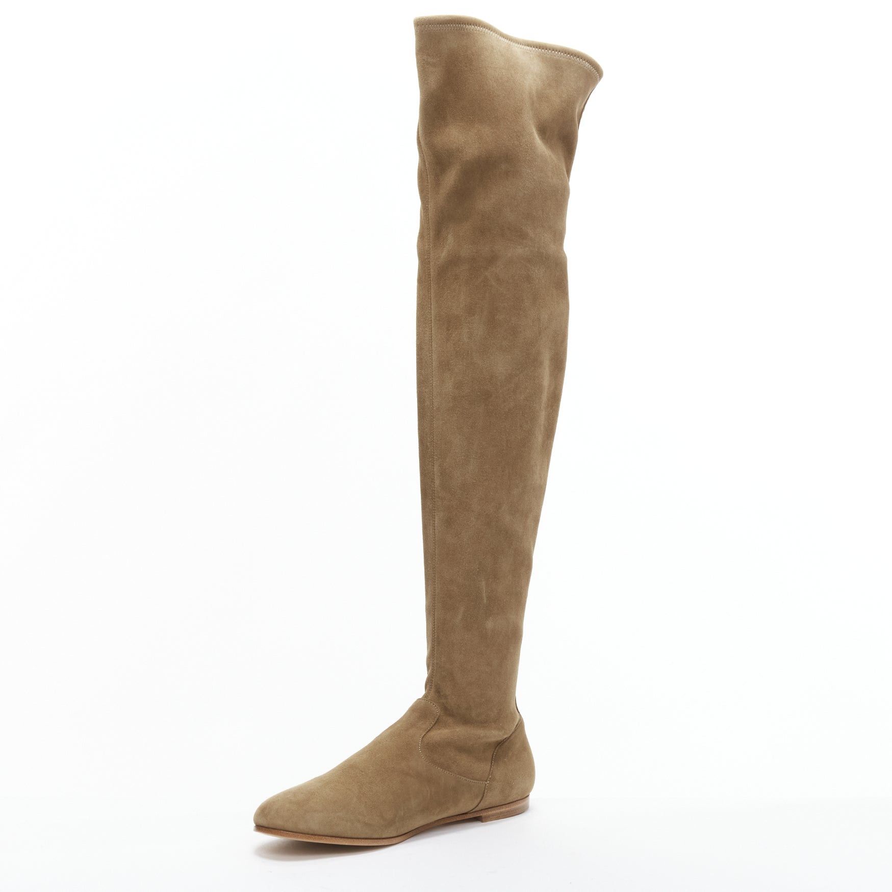Gianvito Rossi GIANVITO ROSSI Camoscio brown suede flat thigh high boots EU37 Size US 7 / IT 37 - 4 Thumbnail