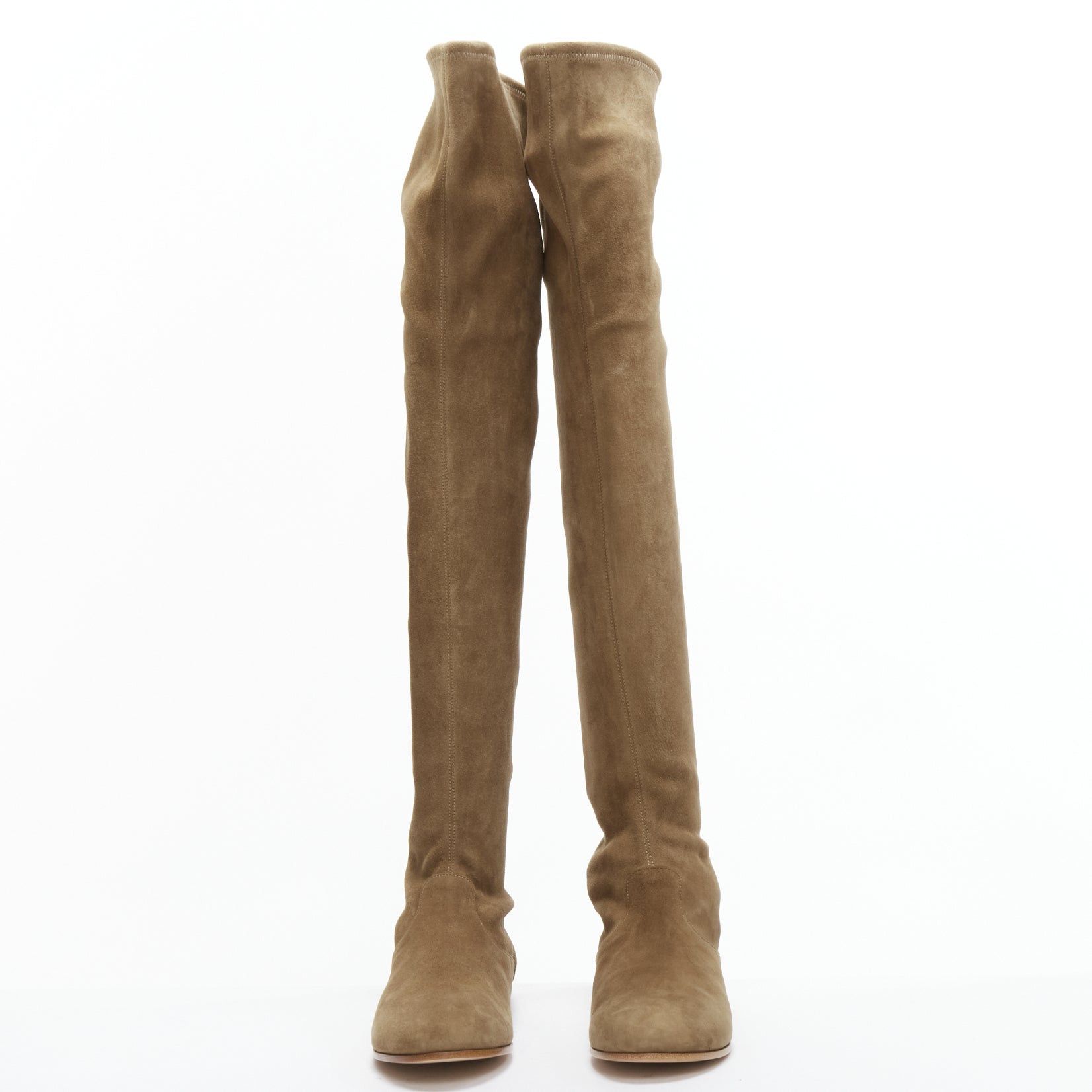 Gianvito Rossi GIANVITO ROSSI Camoscio brown suede flat thigh high boots EU37 Size US 7 / IT 37 - 3 Thumbnail