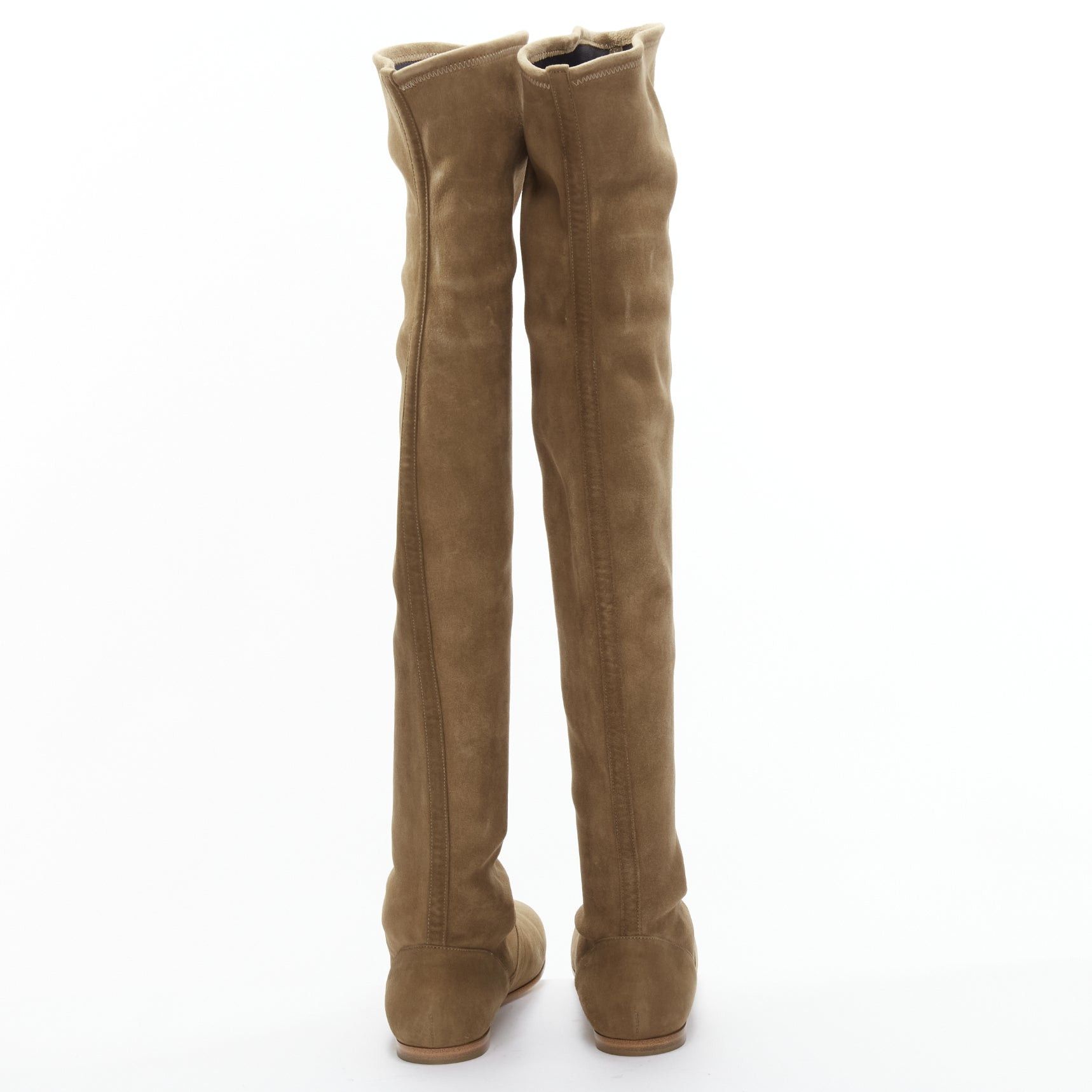 Gianvito Rossi GIANVITO ROSSI Camoscio brown suede flat thigh high boots EU37 Size US 7 / IT 37 - 5 Thumbnail