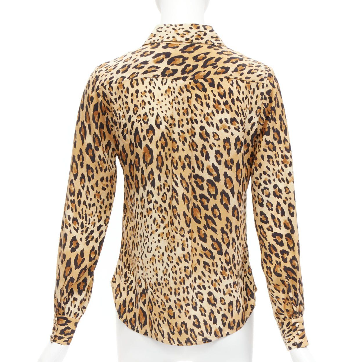 Frame FRAME 100% silk Camel Multi brown leopard print long sleeve shirt XS Size XS / US 0-2 / IT 36-38 - 5 Thumbnail