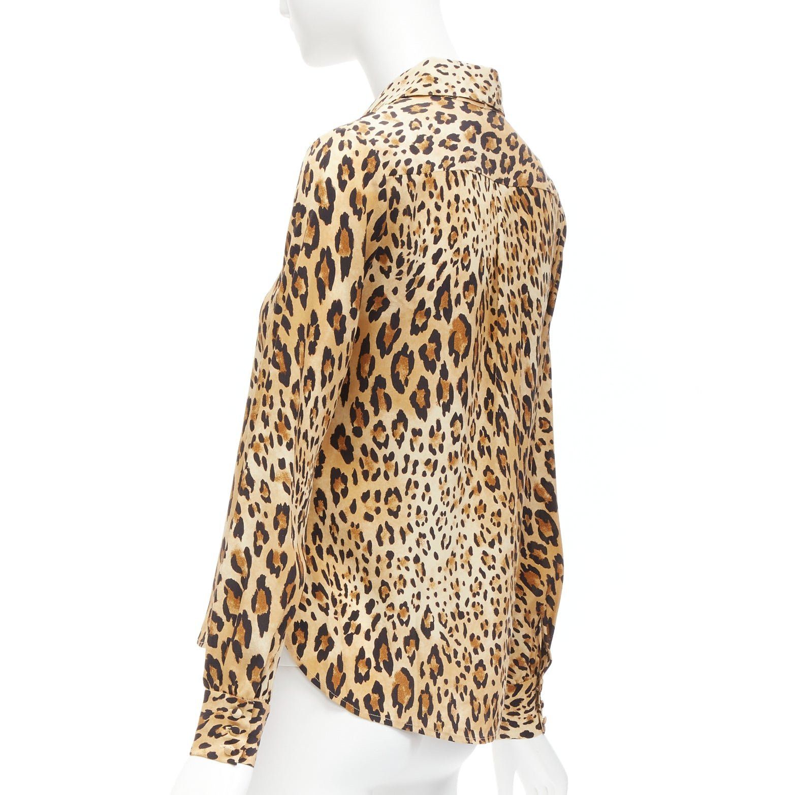 Frame FRAME 100% silk Camel Multi brown leopard print long sleeve shirt XS Size XS / US 0-2 / IT 36-38 - 6 Thumbnail