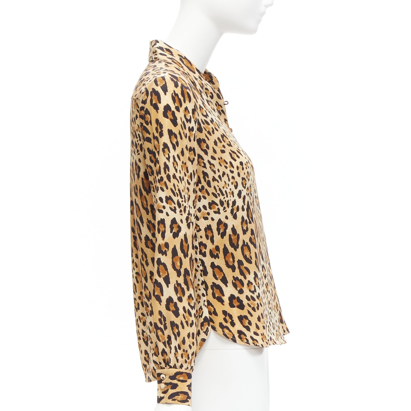 Frame FRAME 100% silk Camel Multi brown leopard print long sleeve shirt XS Size XS / US 0-2 / IT 36-38 - 4 Thumbnail