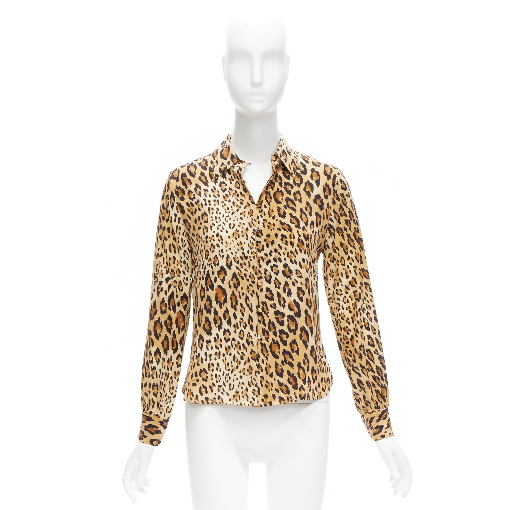 Frame FRAME 100% silk Camel Multi brown leopard print long sleeve shirt XS Size XS / US 0-2 / IT 36-38 - 9 Thumbnail