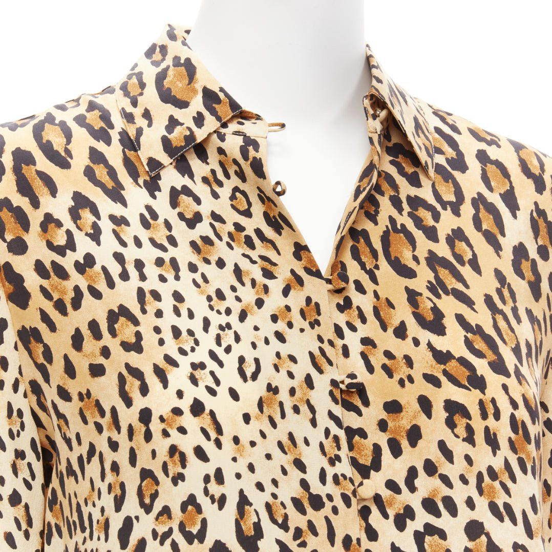 Frame FRAME 100% silk Camel Multi brown leopard print long sleeve shirt XS Size XS / US 0-2 / IT 36-38 - 2 Thumbnail