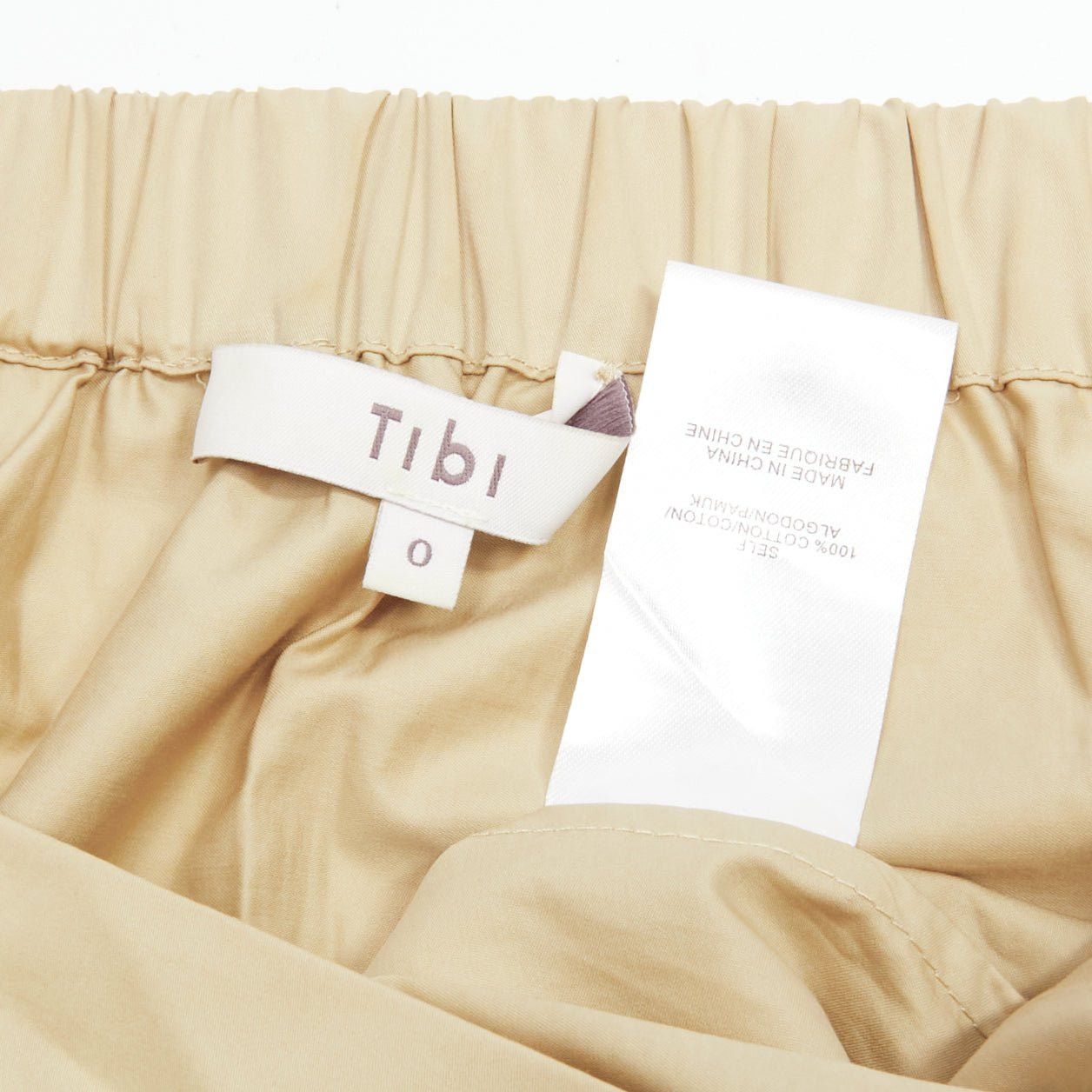Tibi TIBI 100% cotton khaki off shoulder bell sleeves flared cropped top US0 XS Size XS / US 0-2 / IT 36-38 - 8 Thumbnail
