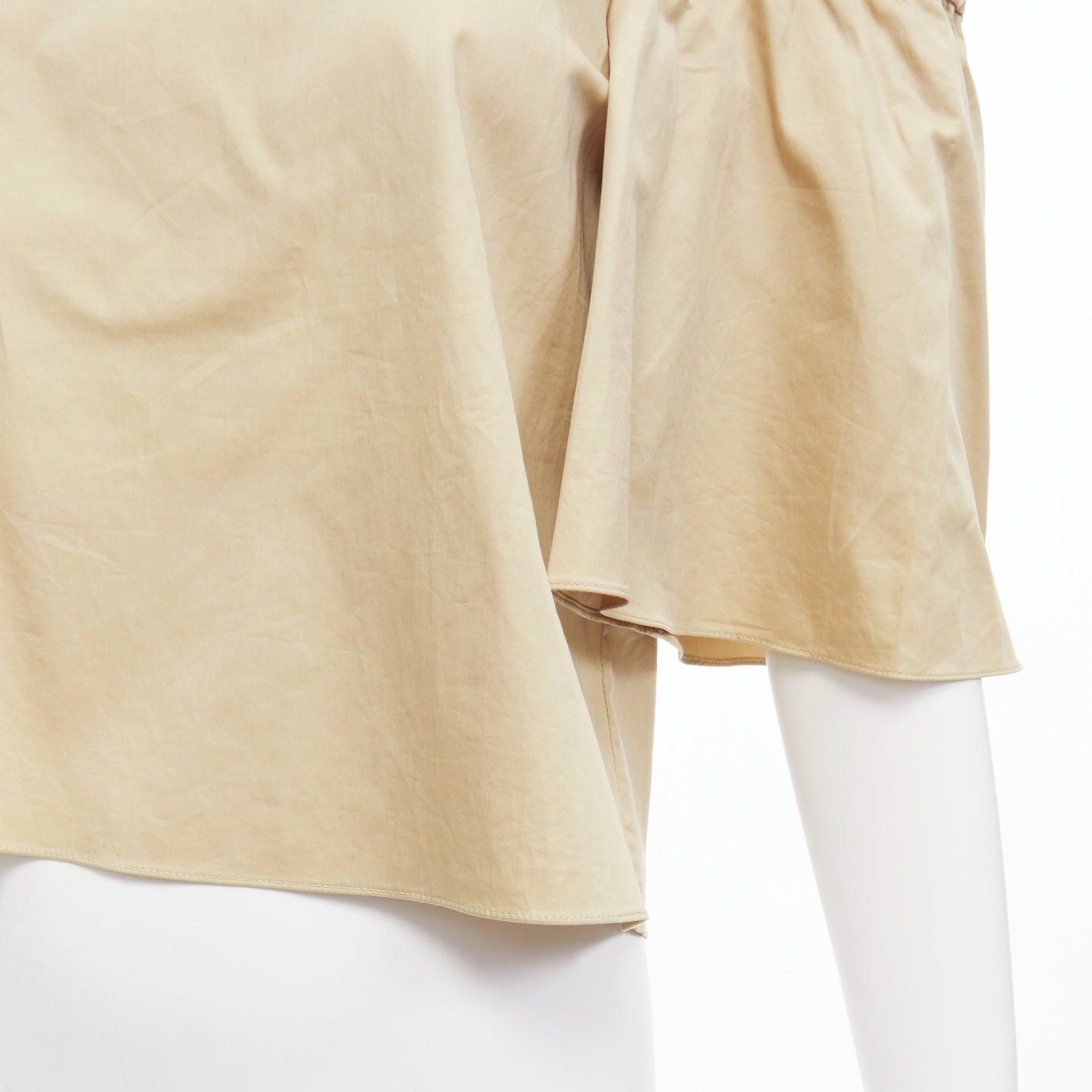 Tibi TIBI 100% cotton khaki off shoulder bell sleeves flared cropped top US0 XS Size XS / US 0-2 / IT 36-38 - 7 Thumbnail