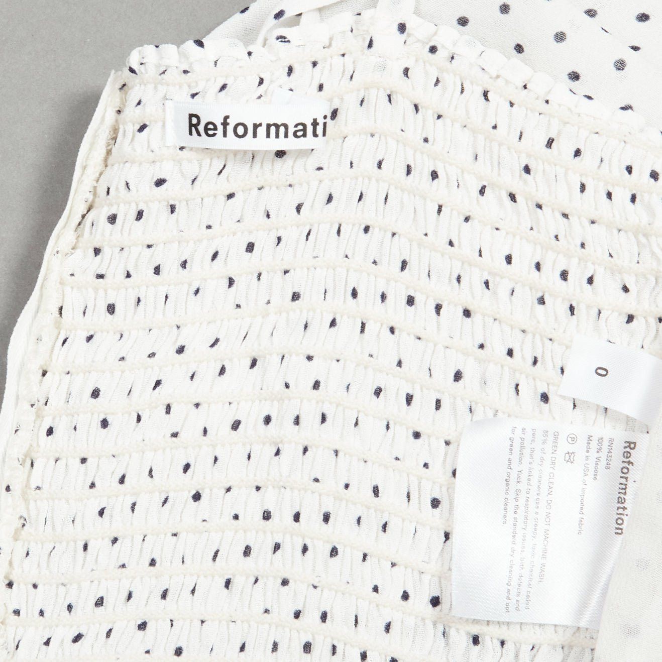 Reformation REFORMATION Hall white polka dot V neck retro ruched tank top US0 XS Size XS / US 0-2 / IT 36-38 - 8 Thumbnail