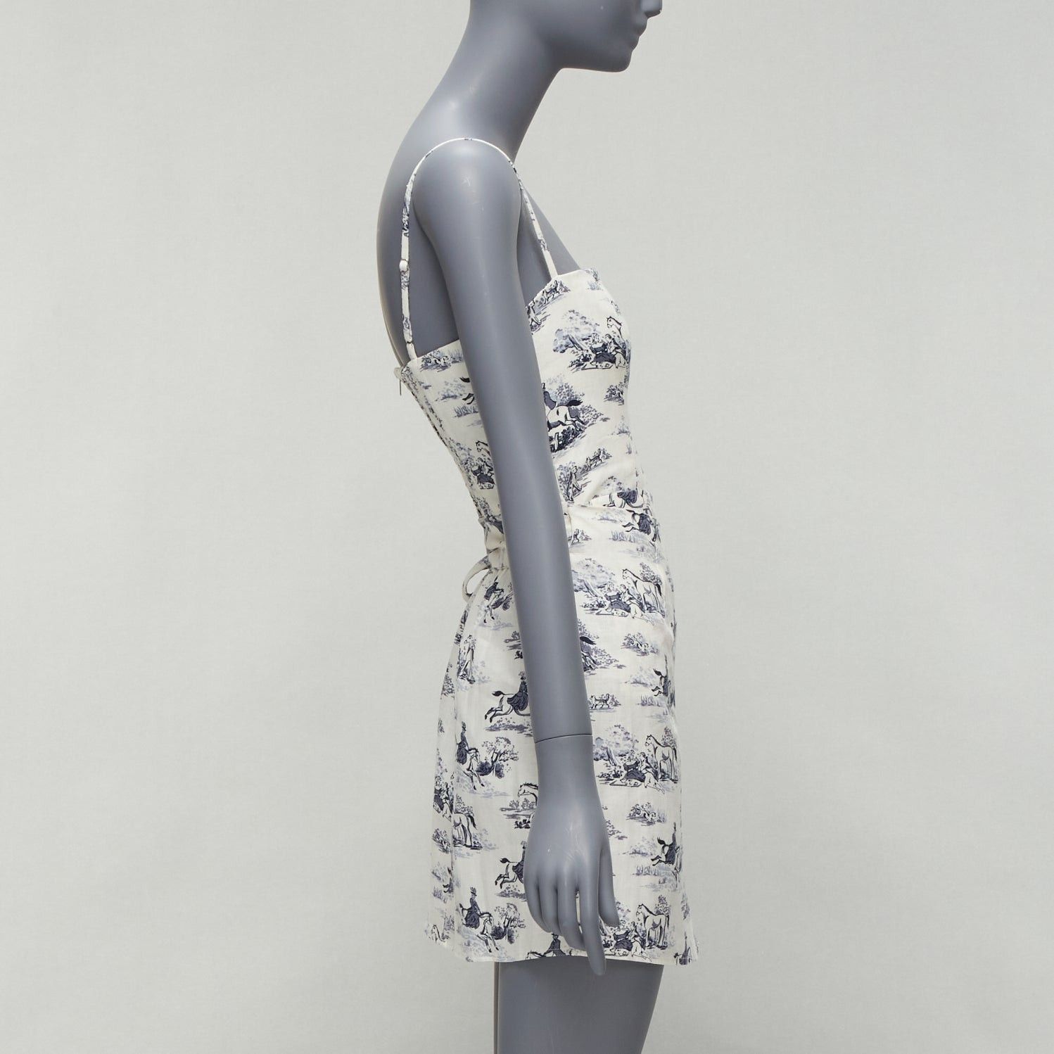 Reformation REFORMATION Tabatha blue white linen Toile de Jouy print dress US2 S Size S / US 4 / IT 40 - 4 Thumbnail