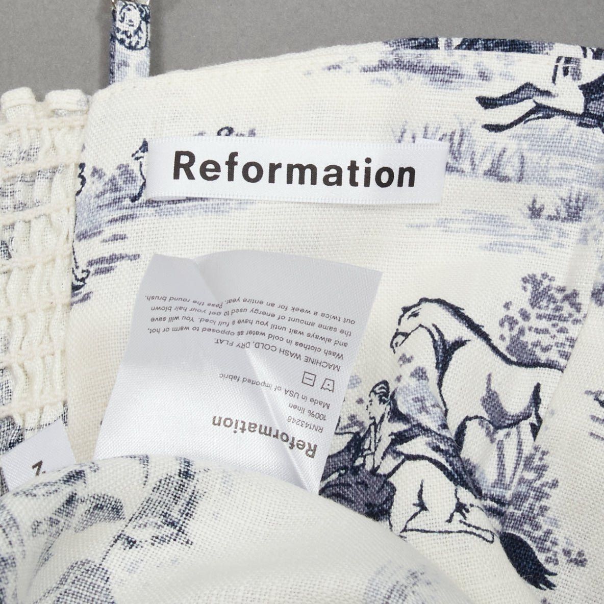 Reformation REFORMATION Tabatha blue white linen Toile de Jouy print dress US2 S Size S / US 4 / IT 40 - 8 Thumbnail