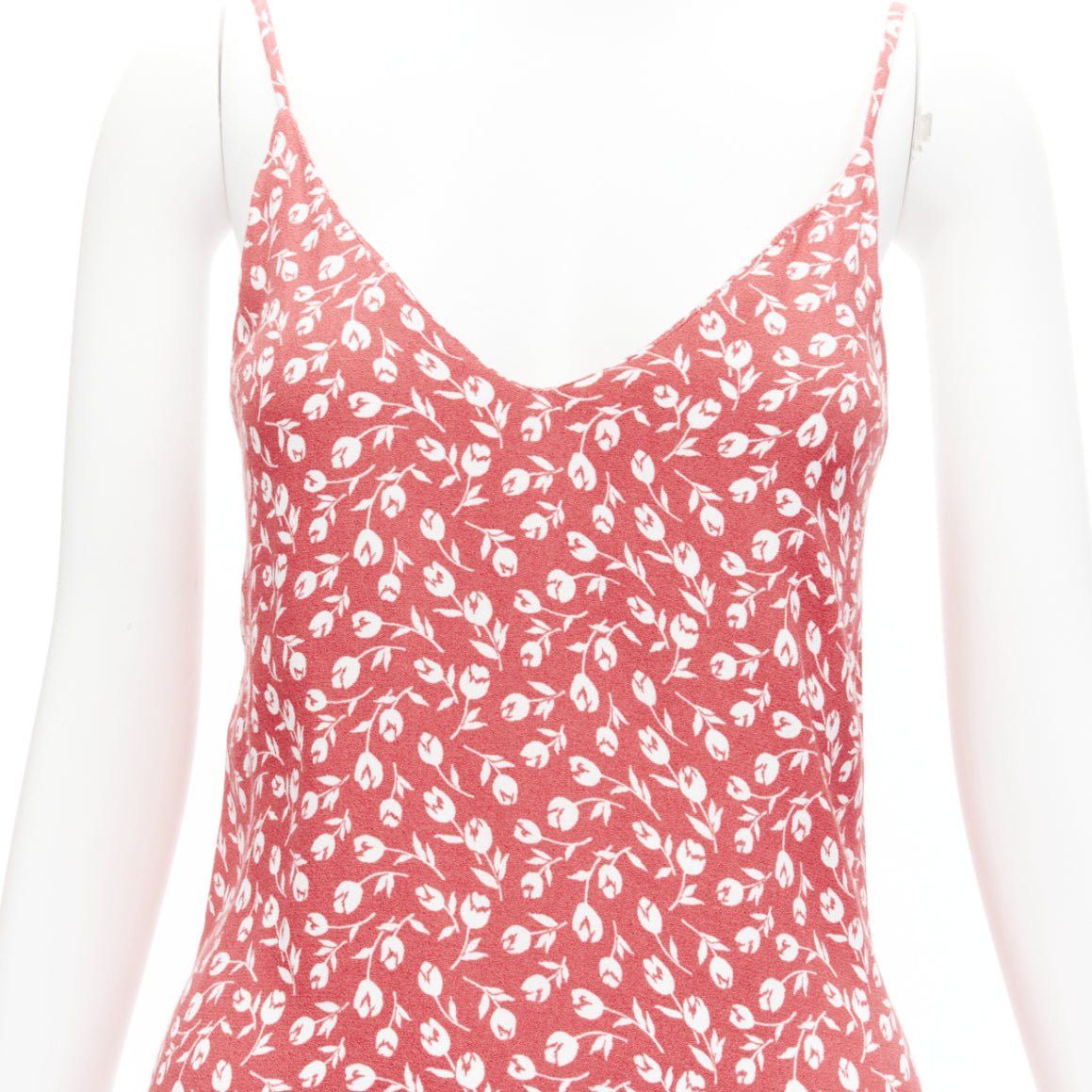 Reformation REFORMATION Marlowe pink white floral print high slit mini slip dress XS Size XS / US 0-2 / IT 36-38 - 7 Thumbnail