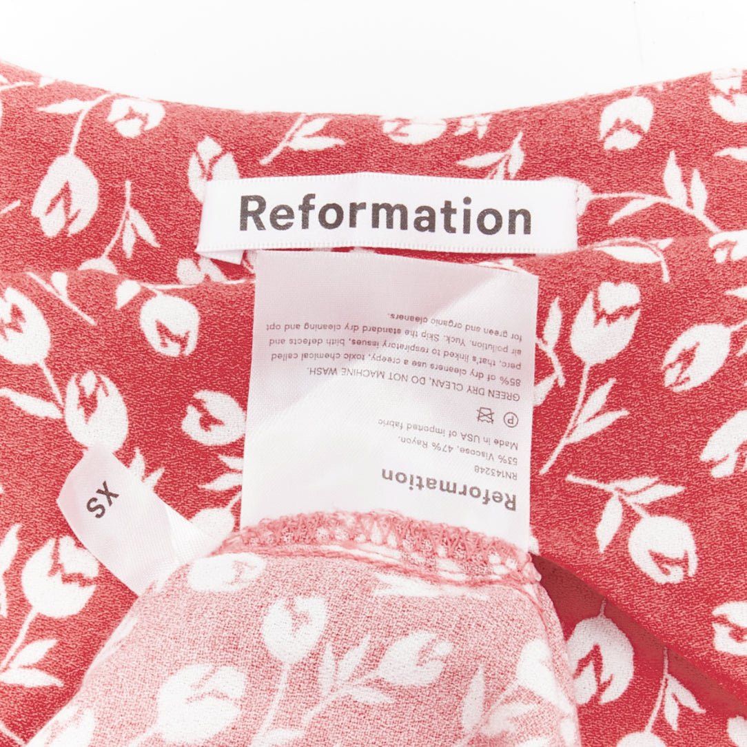 Reformation REFORMATION Marlowe pink white floral print high slit mini slip dress XS Size XS / US 0-2 / IT 36-38 - 8 Thumbnail