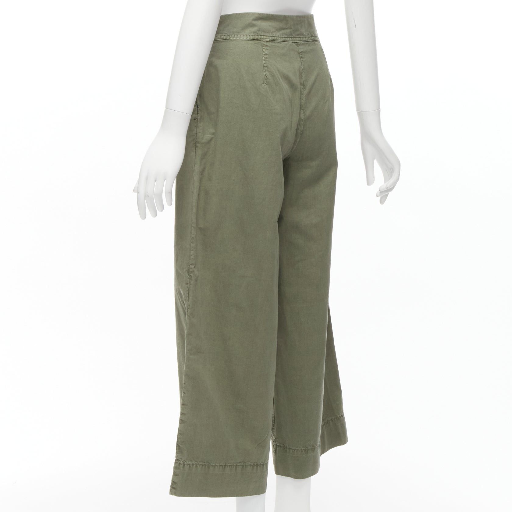 J.Crew J.CREW COLLECTION 100% washed green cotton pleat front wide safari pants US0 XS Size 26" / US 2 / IT 38 - 6 Thumbnail