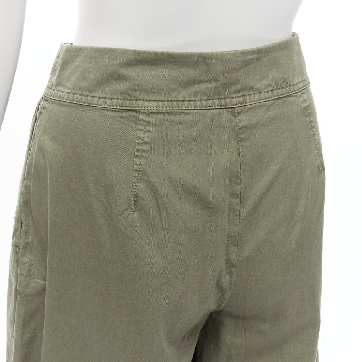 J.Crew J.CREW COLLECTION 100% washed green cotton pleat front wide safari pants US0 XS Size 26" / US 2 / IT 38 - 7 Thumbnail