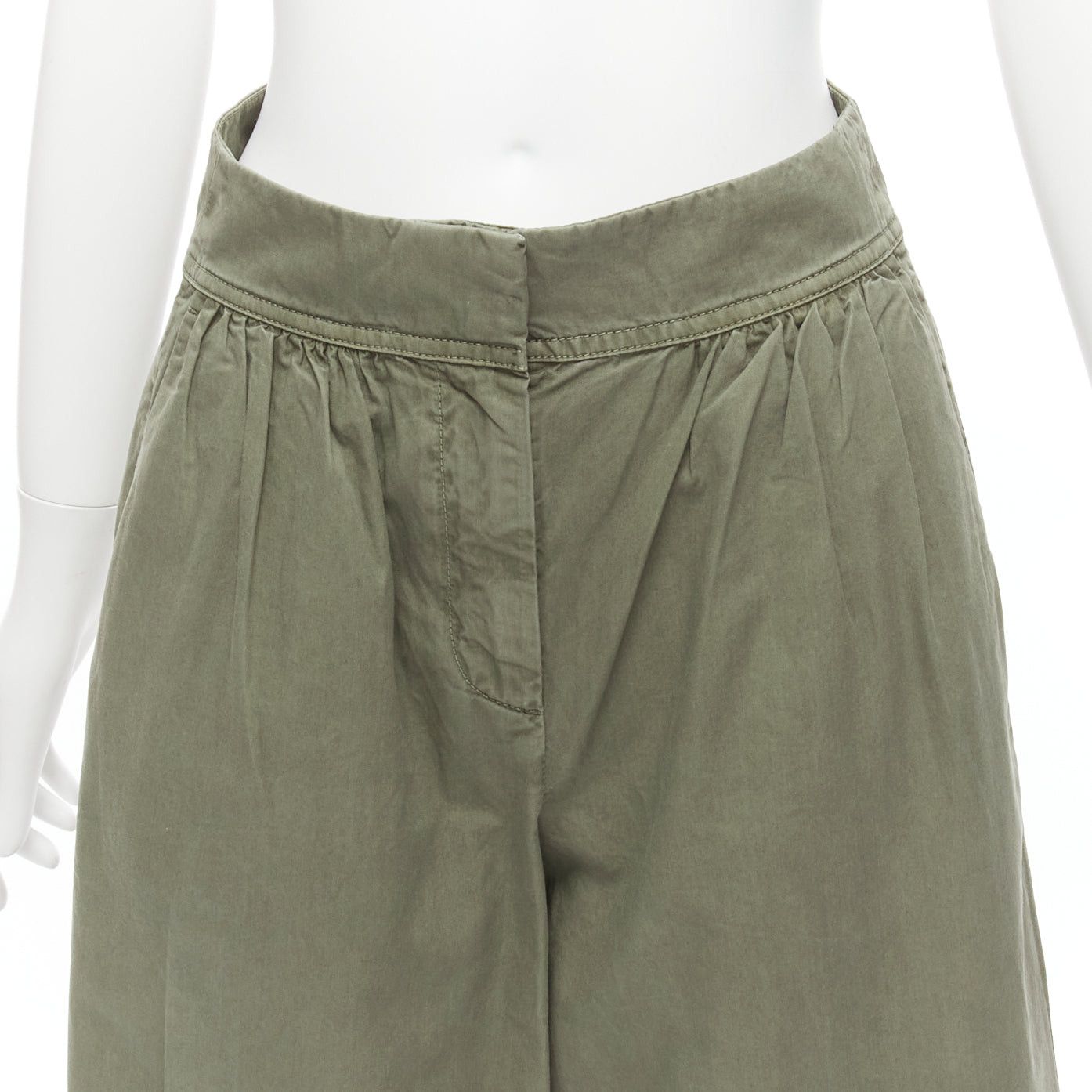 J.Crew J.CREW COLLECTION 100% washed green cotton pleat front wide safari pants US0 XS Size 26" / US 2 / IT 38 - 8 Thumbnail