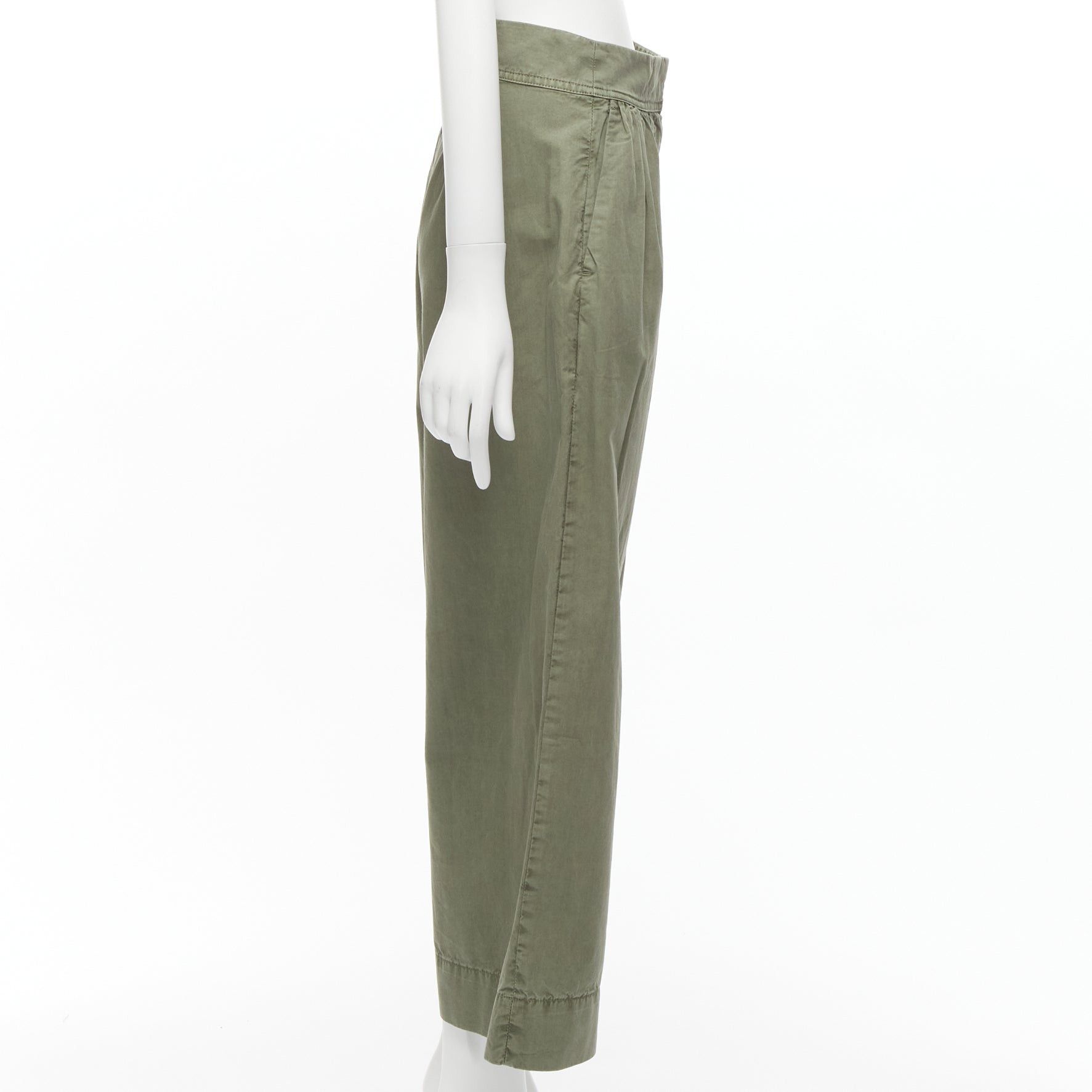J.Crew J.CREW COLLECTION 100% washed green cotton pleat front wide safari pants US0 XS Size 26" / US 2 / IT 38 - 4 Thumbnail