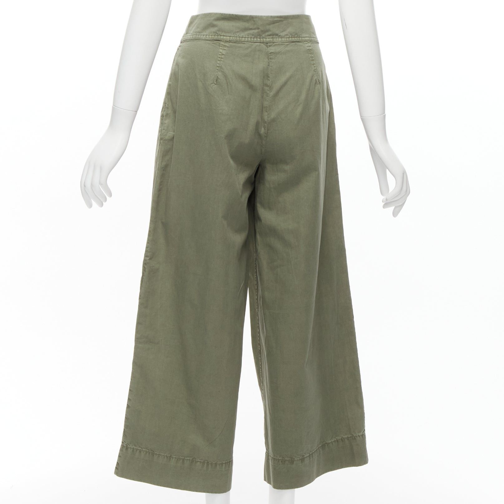 J.Crew J.CREW COLLECTION 100% washed green cotton pleat front wide safari pants US0 XS Size 26" / US 2 / IT 38 - 5 Thumbnail