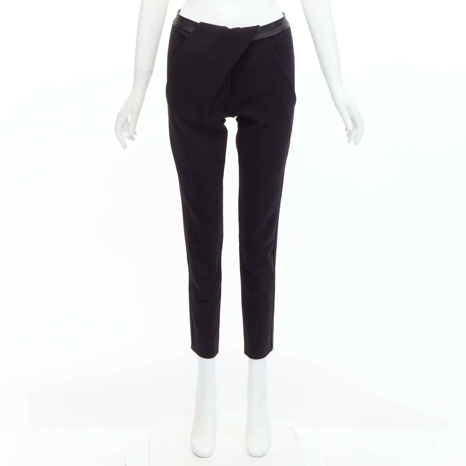 Dion Lee DION LEE black leather waistband wrap detail cropped pants trousers UK6 XS Size 27" / US 4 / IT 40 - 9 Thumbnail