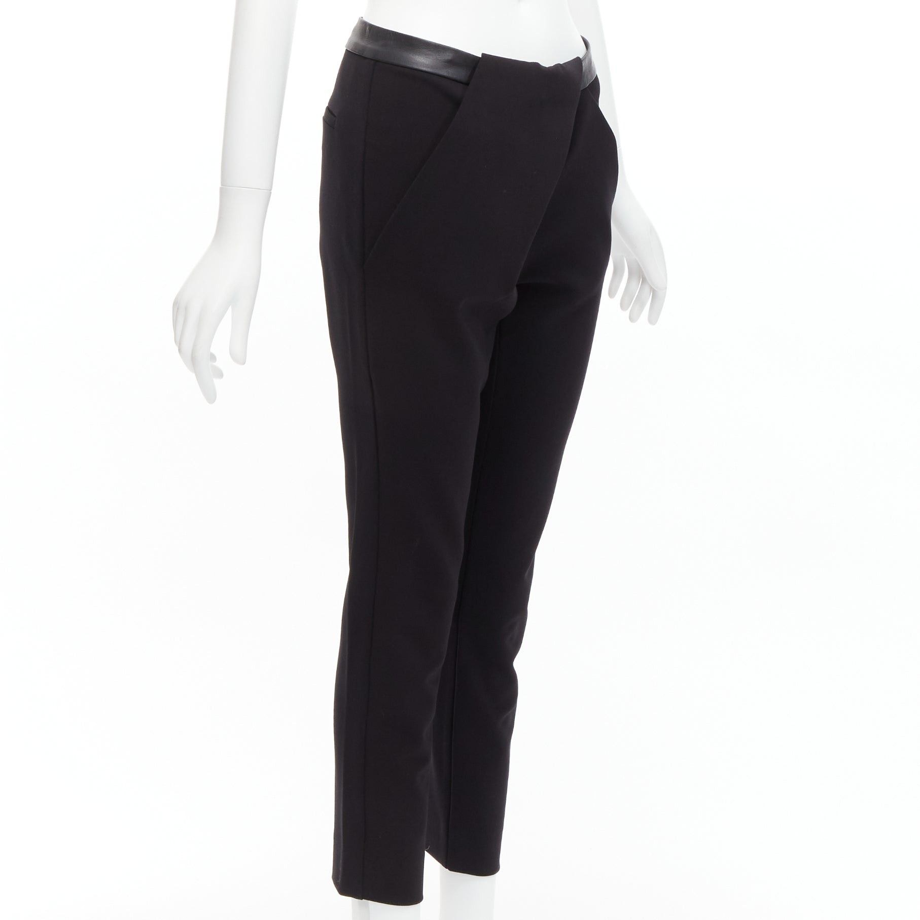 Dion Lee DION LEE black leather waistband wrap detail cropped pants trousers UK6 XS Size 27" / US 4 / IT 40 - 3 Thumbnail