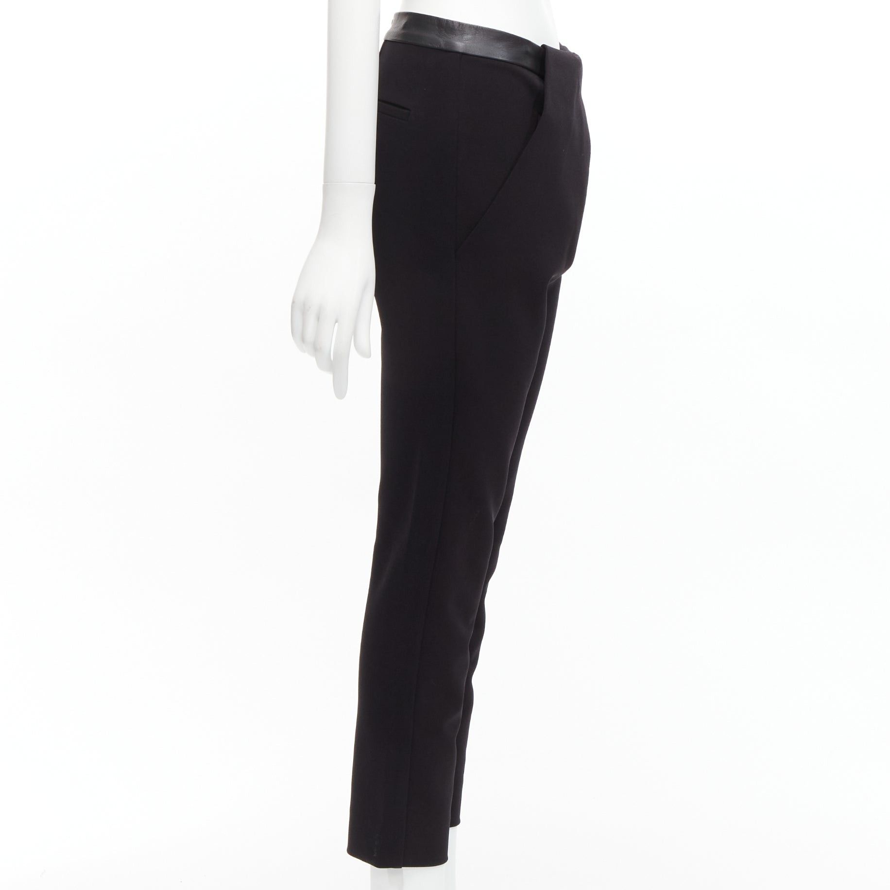 Dion Lee DION LEE black leather waistband wrap detail cropped pants trousers UK6 XS Size 27" / US 4 / IT 40 - 4 Thumbnail