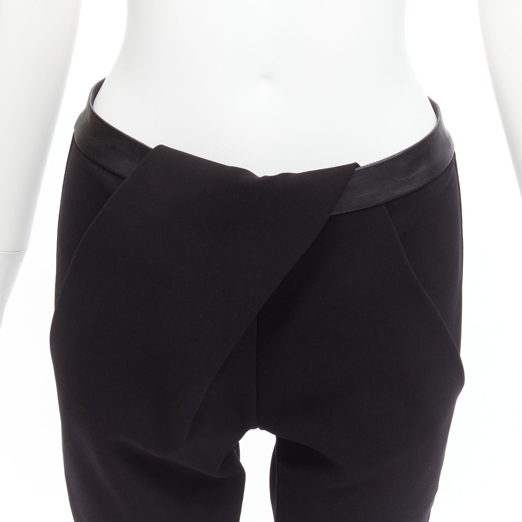 Dion Lee DION LEE black leather waistband wrap detail cropped pants trousers UK6 XS Size 27" / US 4 / IT 40 - 2 Thumbnail