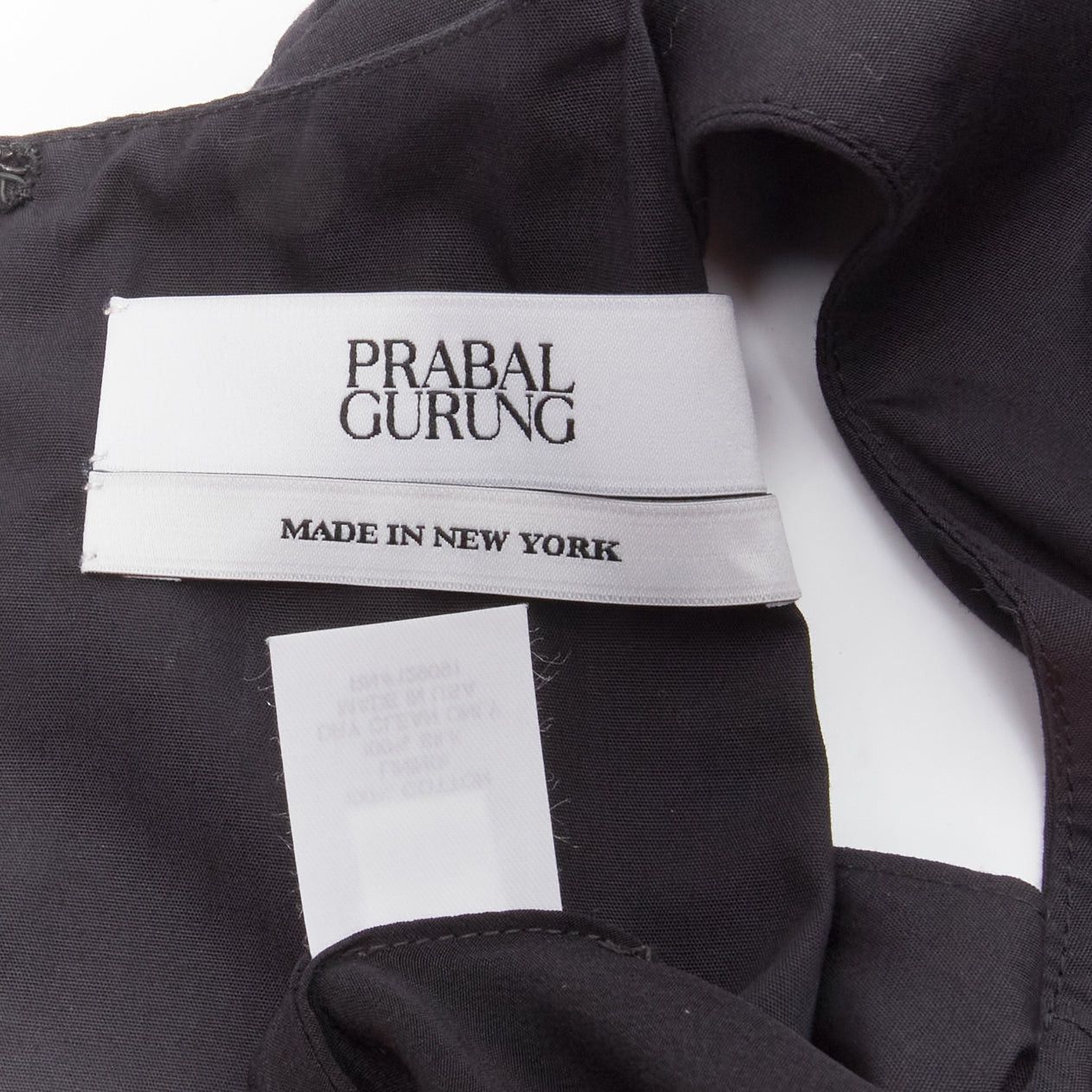 Prabal Gurung PRABAL GURUNG black cotton bow detail high waist silk lined fit flared dress US0 XS Size XS / US 0-2 / IT 36-38 - 8 Thumbnail