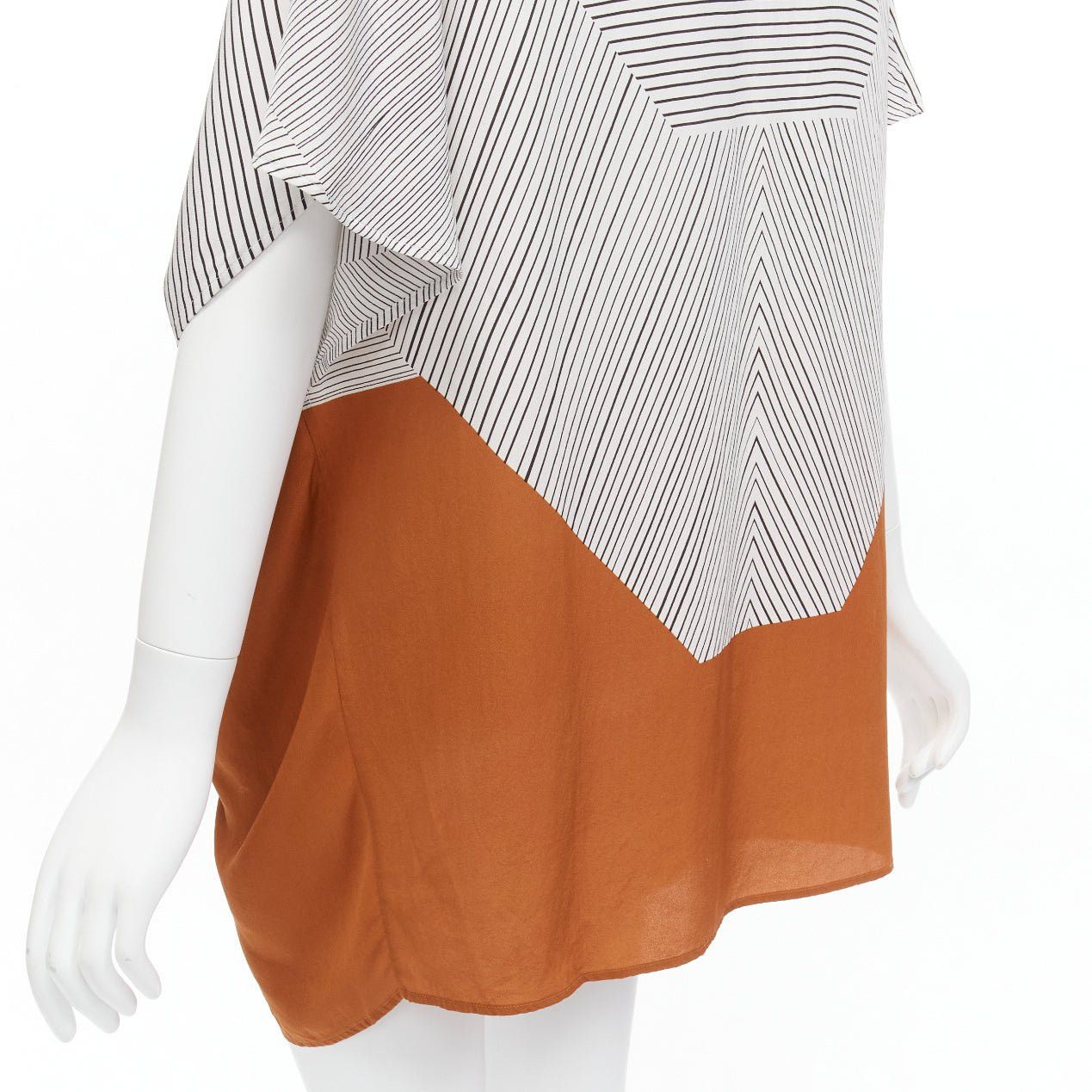 ERES ERES 100% silk black white striped brown colorblocked knot detail coverup tunic S Size S / US 4 / IT 40 - 7 Thumbnail