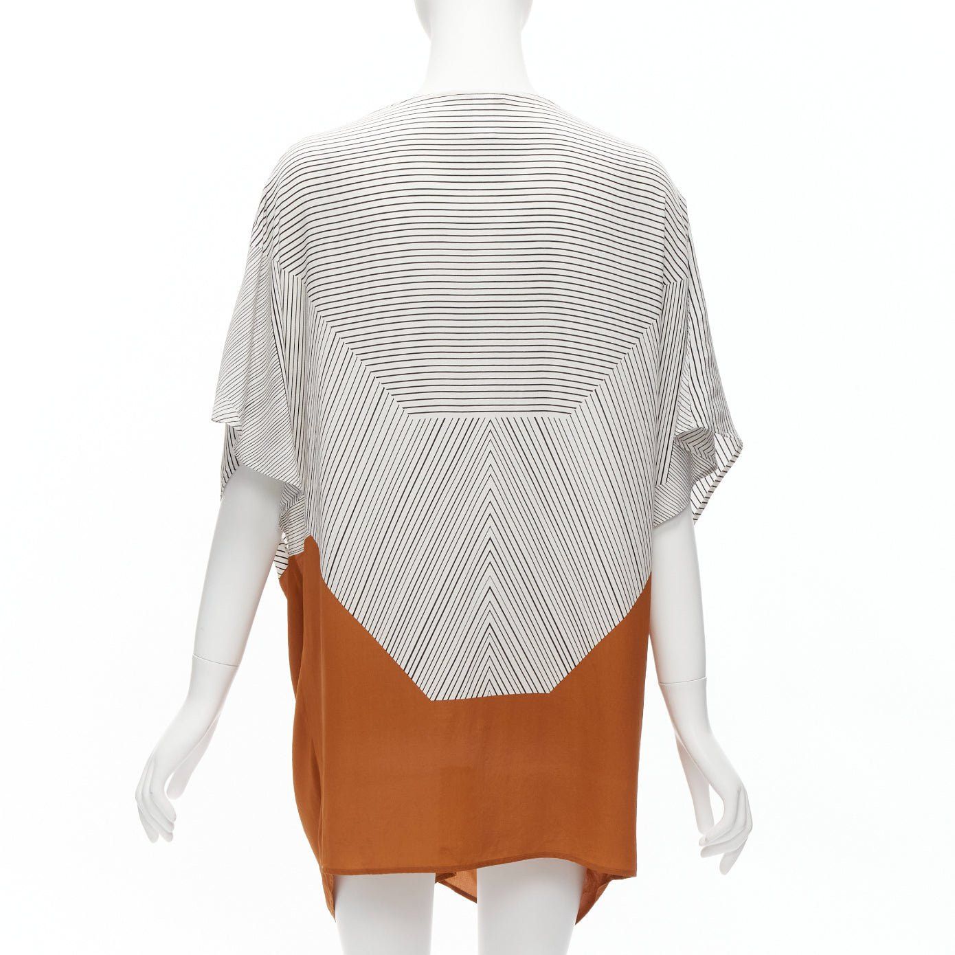 ERES ERES 100% silk black white striped brown colorblocked knot detail coverup tunic S Size S / US 4 / IT 40 - 5 Thumbnail
