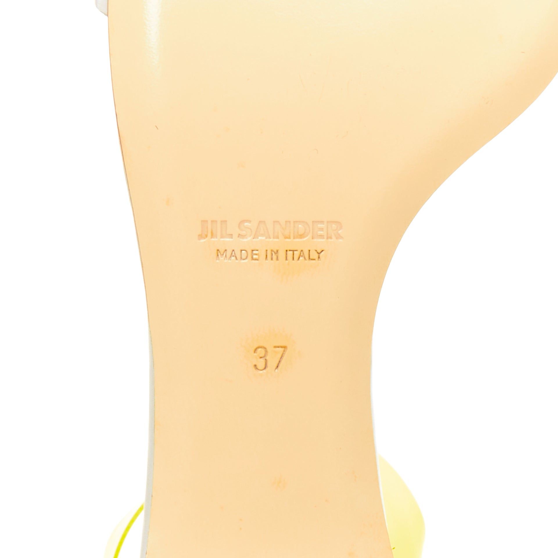 Jil Sander JIL SANDER neon yellow rubber ankle strap grey leather flat sandals EU37 Size US 7 / IT 37 - 10 Thumbnail