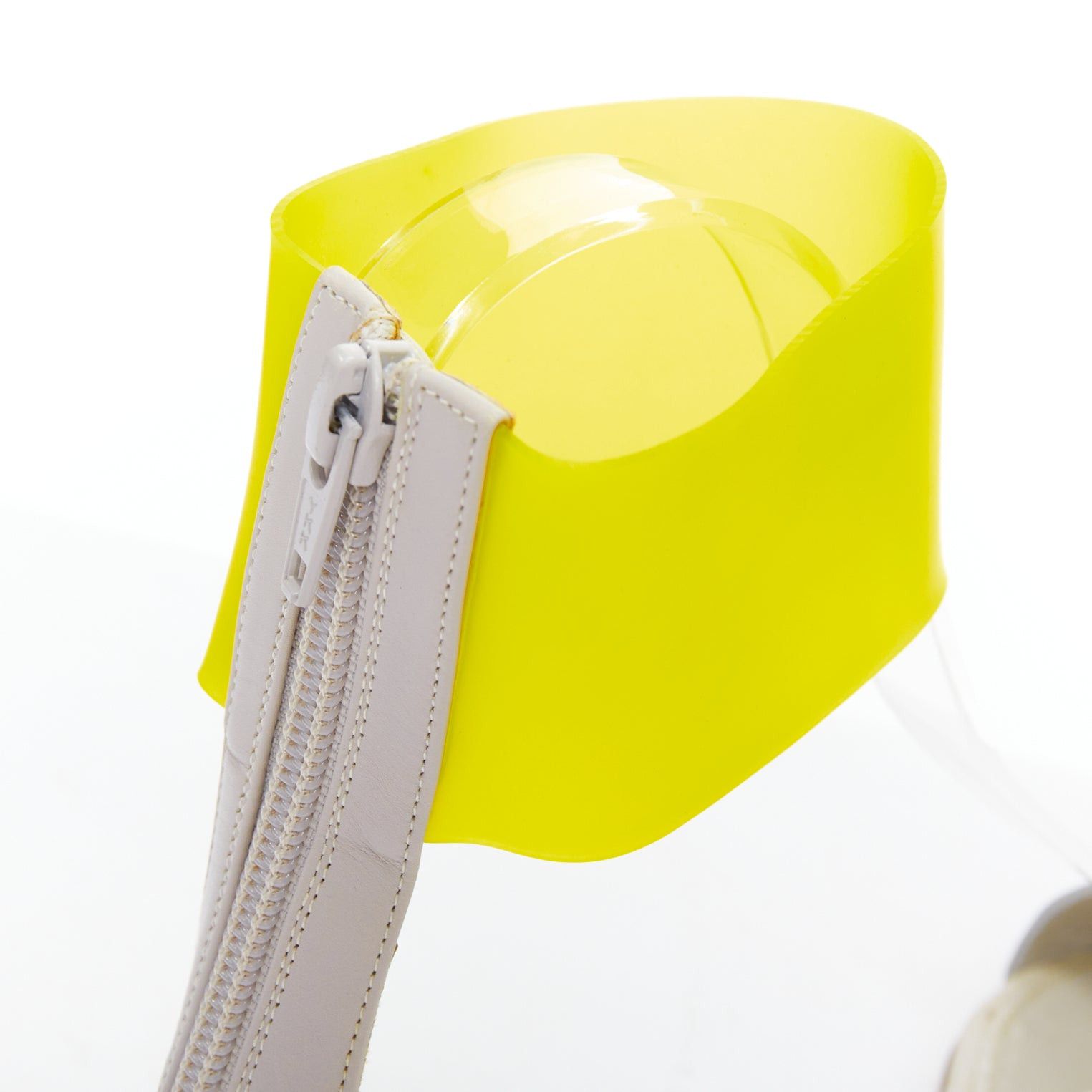 Jil Sander JIL SANDER neon yellow rubber ankle strap grey leather flat sandals EU37 Size US 7 / IT 37 - 8 Thumbnail