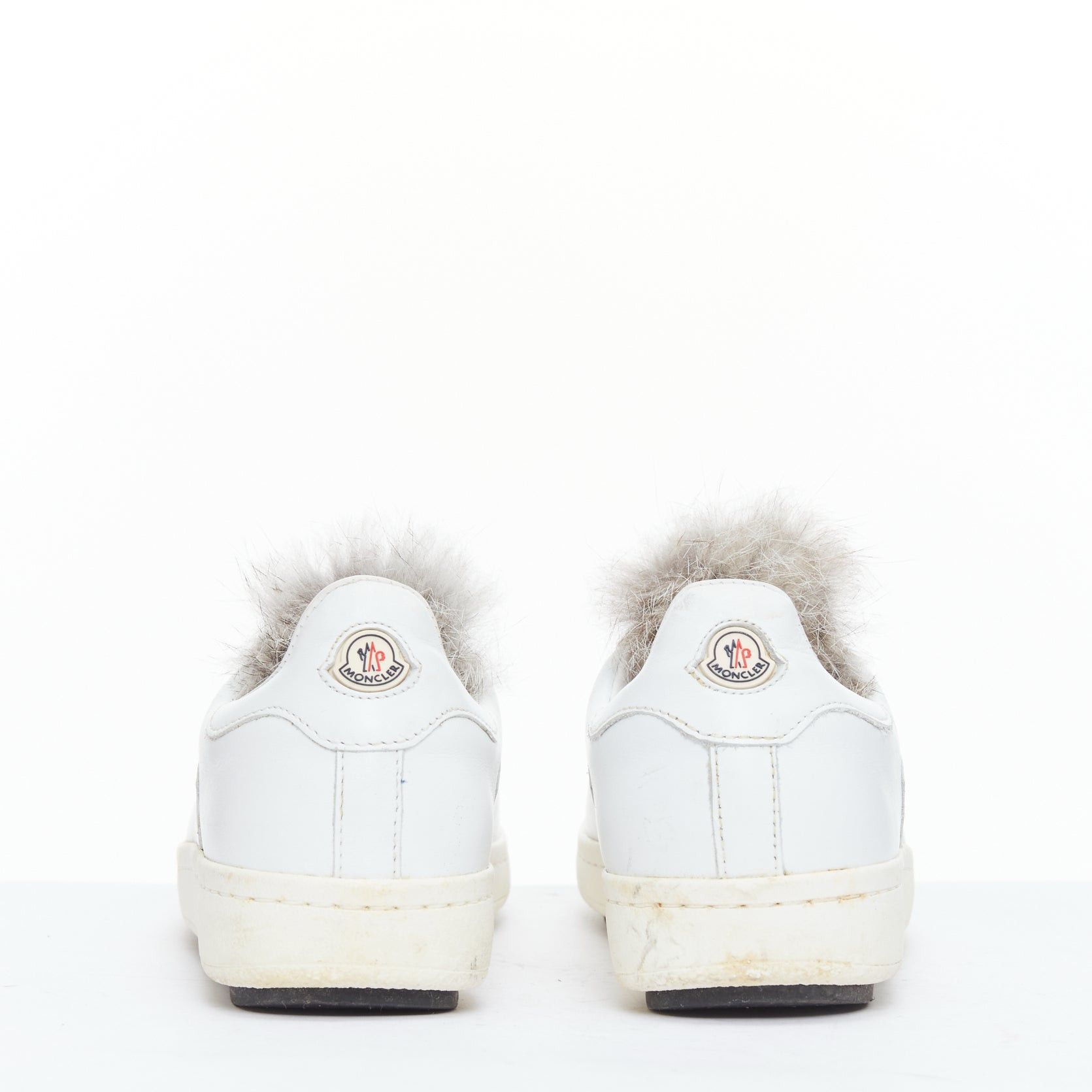 Moncler MONCLER Angeline brown fur trim white leather chunky sneakers EU37 Size US 7 / IT 37 - 5 Thumbnail
