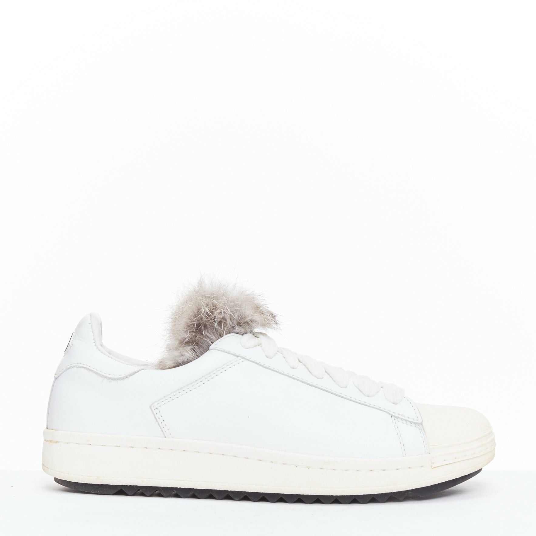 Moncler MONCLER Angeline brown fur trim white leather chunky sneakers EU37 Size US 7 / IT 37 - 2 Thumbnail