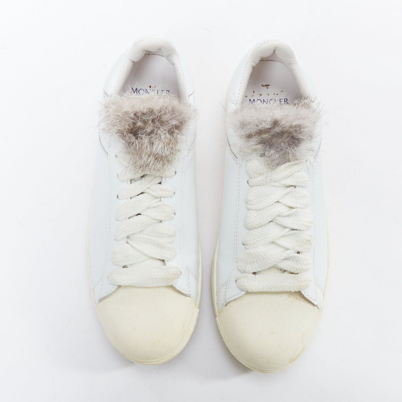 Moncler MONCLER Angeline brown fur trim white leather chunky sneakers EU37 Size US 7 / IT 37 - 3 Thumbnail