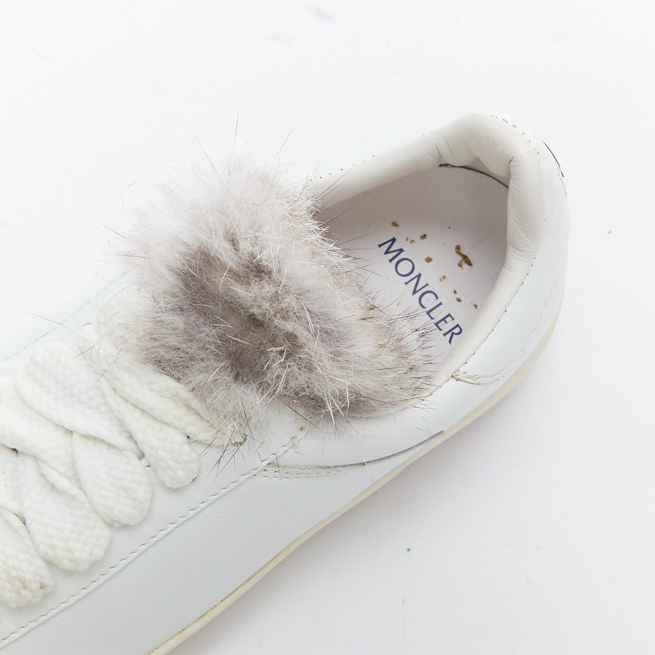 Moncler MONCLER Angeline brown fur trim white leather chunky sneakers EU37 Size US 7 / IT 37 - 7 Thumbnail
