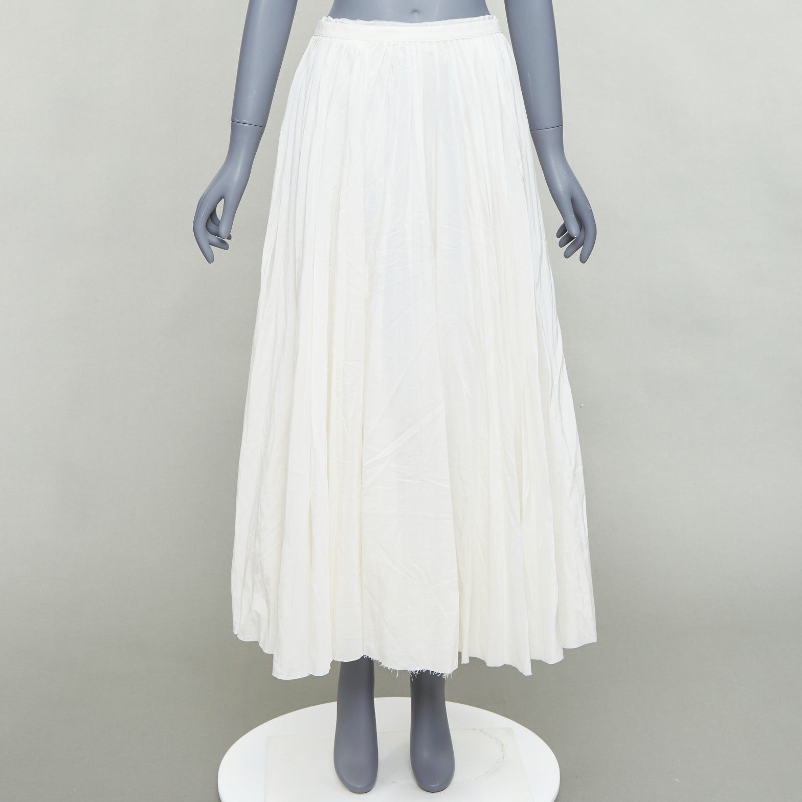 Band Of Outsiders BOY BAND OF OUTSIDER white silk cotton pleated midi skirt US0 XS Size 26" / US 2 / IT 38 - 9 Thumbnail