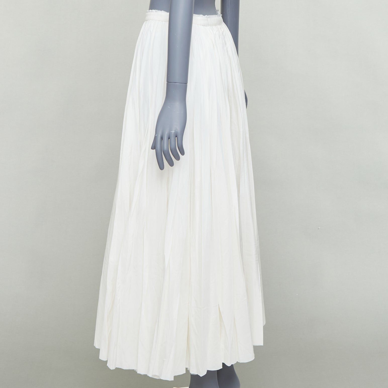 Band Of Outsiders BOY BAND OF OUTSIDER white silk cotton pleated midi skirt US0 XS Size 26" / US 2 / IT 38 - 6 Thumbnail