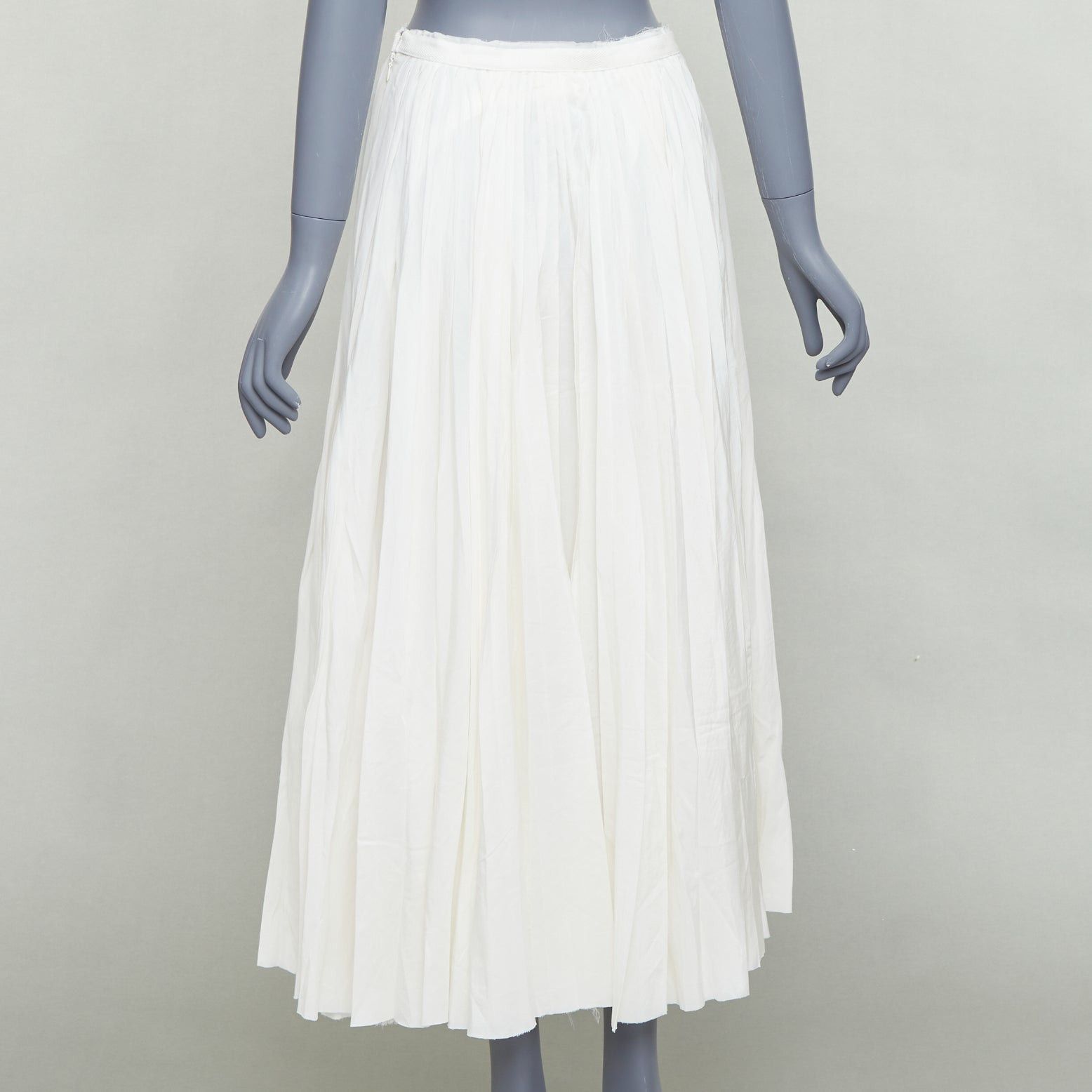Band Of Outsiders BOY BAND OF OUTSIDER white silk cotton pleated midi skirt US0 XS Size 26" / US 2 / IT 38 - 5 Thumbnail