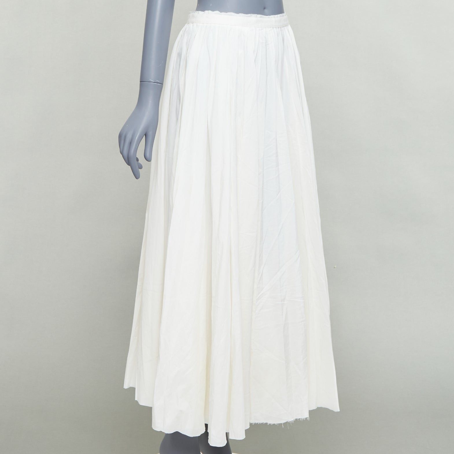 Band Of Outsiders BOY BAND OF OUTSIDER white silk cotton pleated midi skirt US0 XS Size 26" / US 2 / IT 38 - 3 Thumbnail