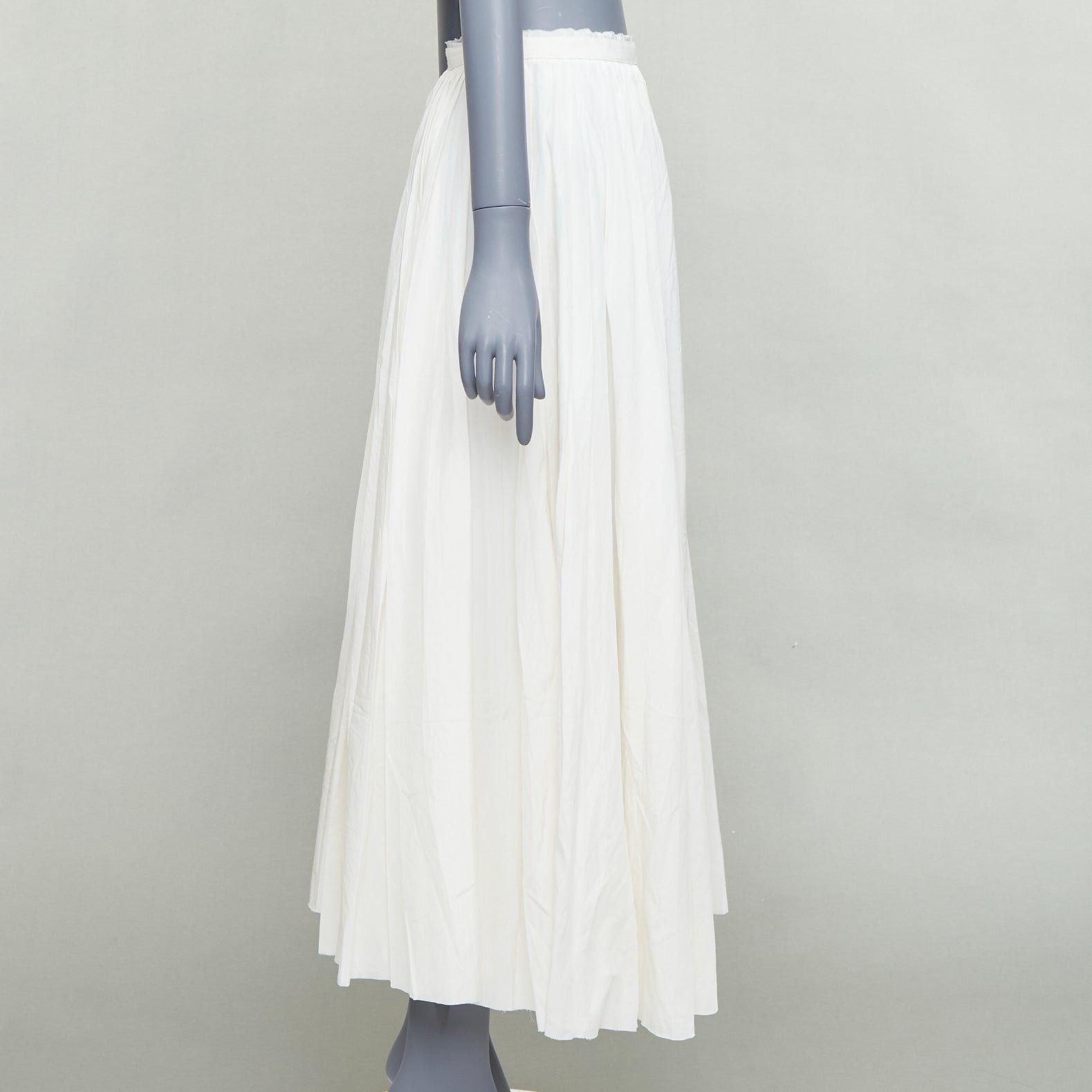 Band Of Outsiders BOY BAND OF OUTSIDER white silk cotton pleated midi skirt US0 XS Size 26" / US 2 / IT 38 - 4 Thumbnail