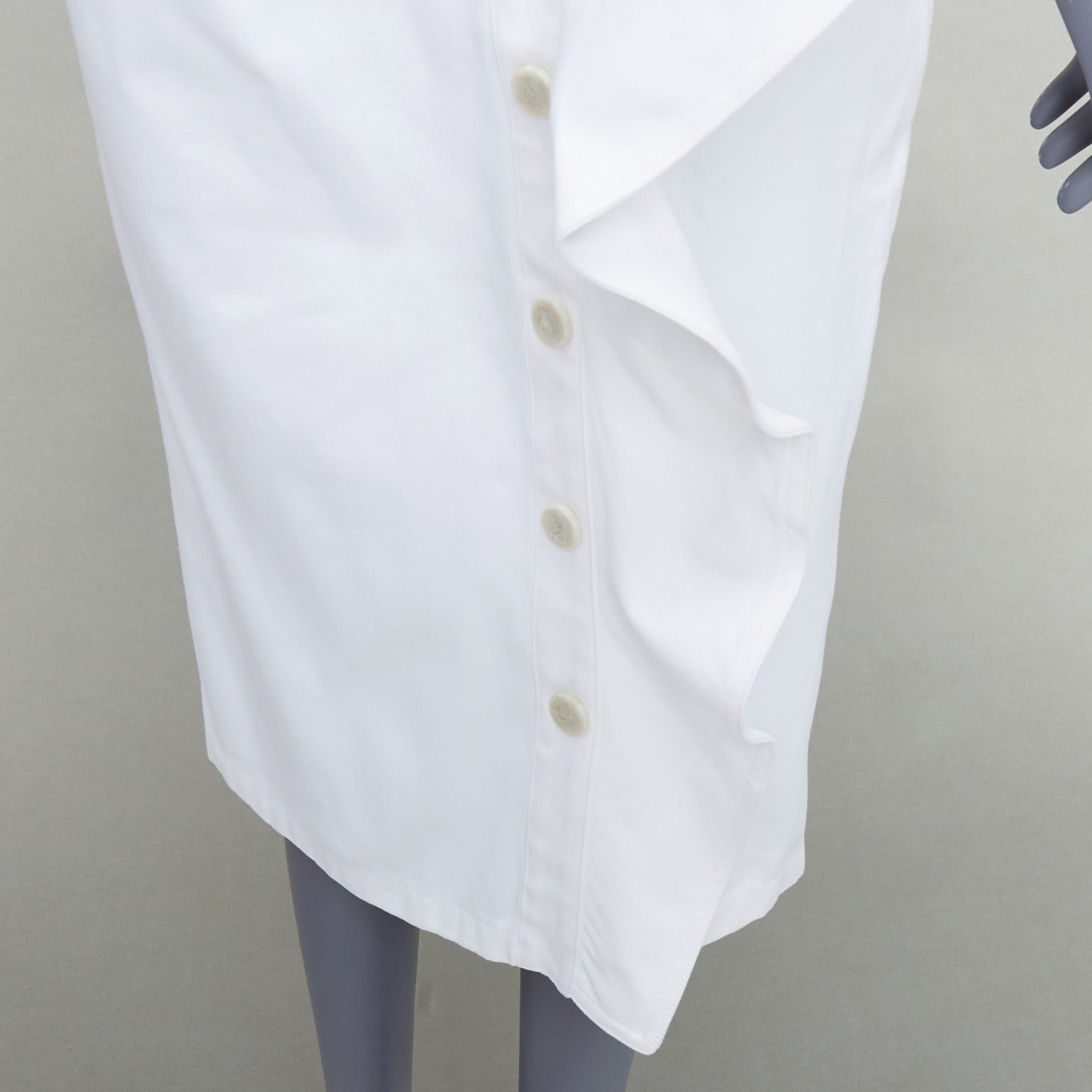 Max Mara MAX MARA SFILATA white cotton asymmetric ruffles button skirt IT36 XXS Size 25" / US 0 / IT 36 - 7 Thumbnail