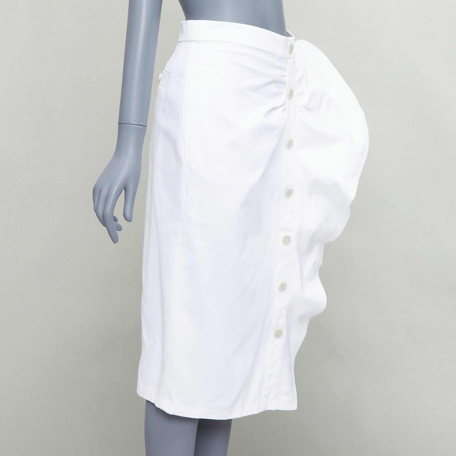 Max Mara MAX MARA SFILATA white cotton asymmetric ruffles button skirt IT36 XXS Size 25" / US 0 / IT 36 - 3 Thumbnail