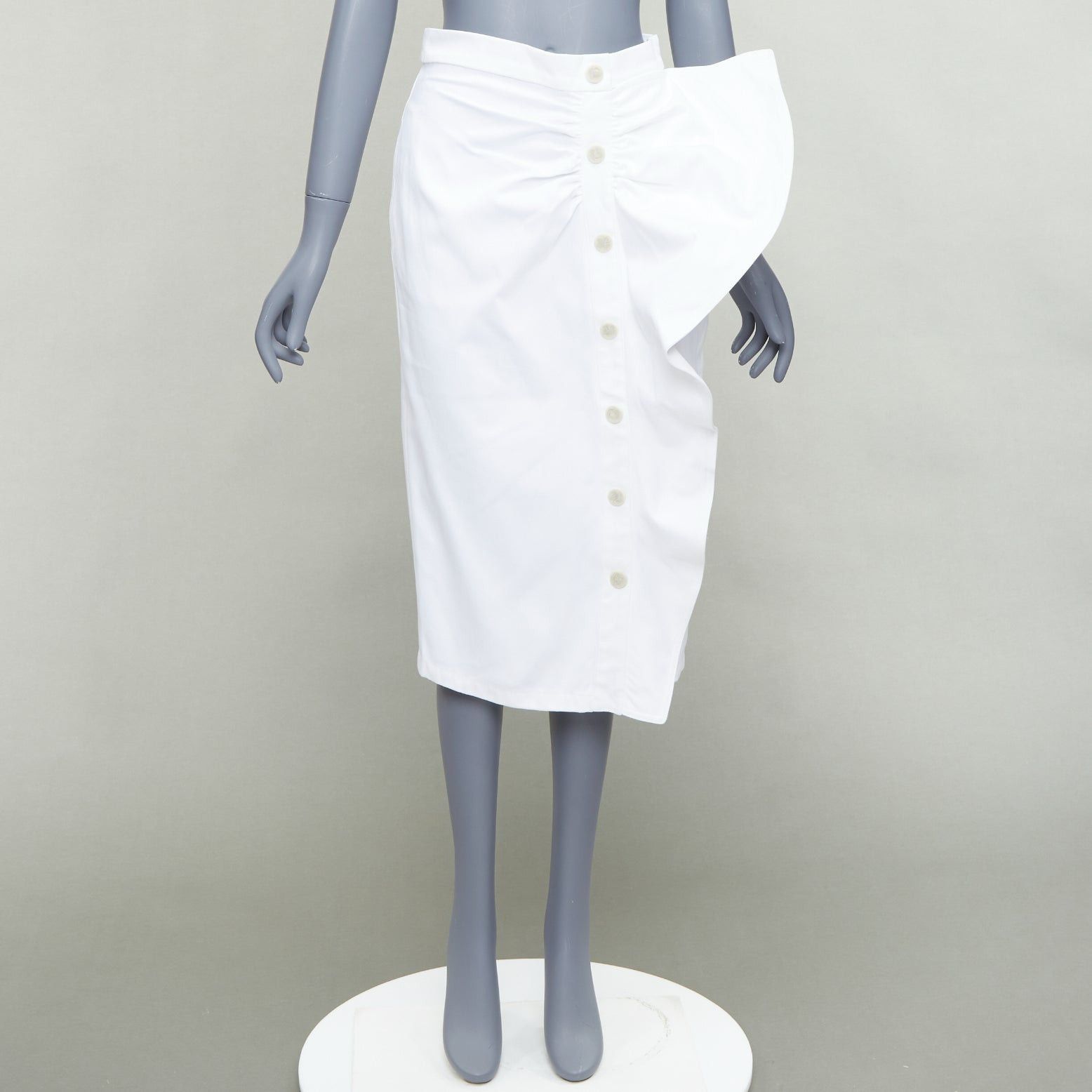 Max Mara MAX MARA SFILATA white cotton asymmetric ruffles button skirt IT36 XXS Size 25" / US 0 / IT 36 - 9 Thumbnail
