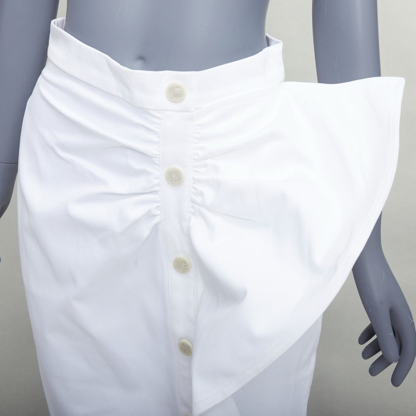 Max Mara MAX MARA SFILATA white cotton asymmetric ruffles button skirt IT36 XXS Size 25" / US 0 / IT 36 - 2 Thumbnail